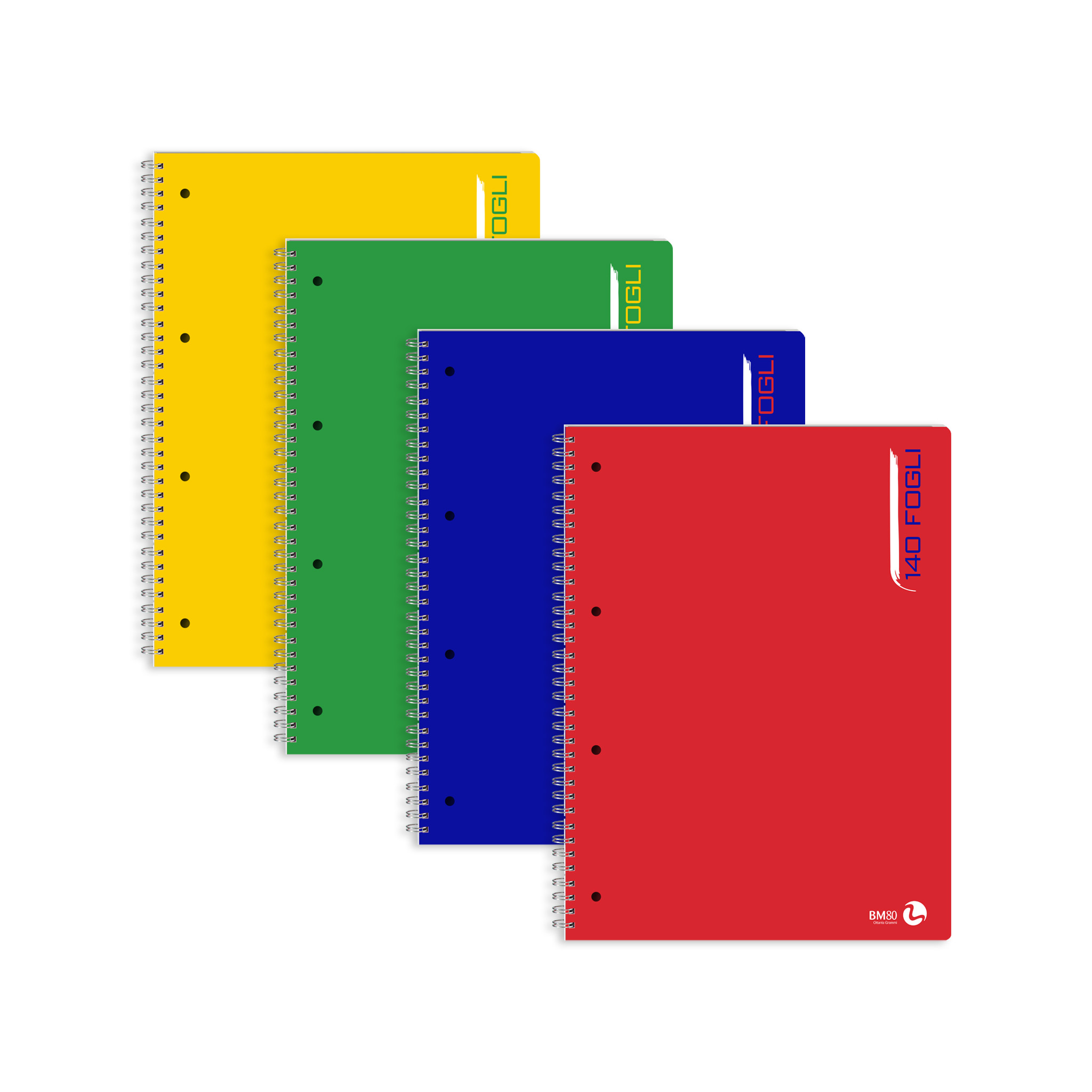 A4 spiral-bound 140 sheets punched with microperforations - 3 assorted pieces