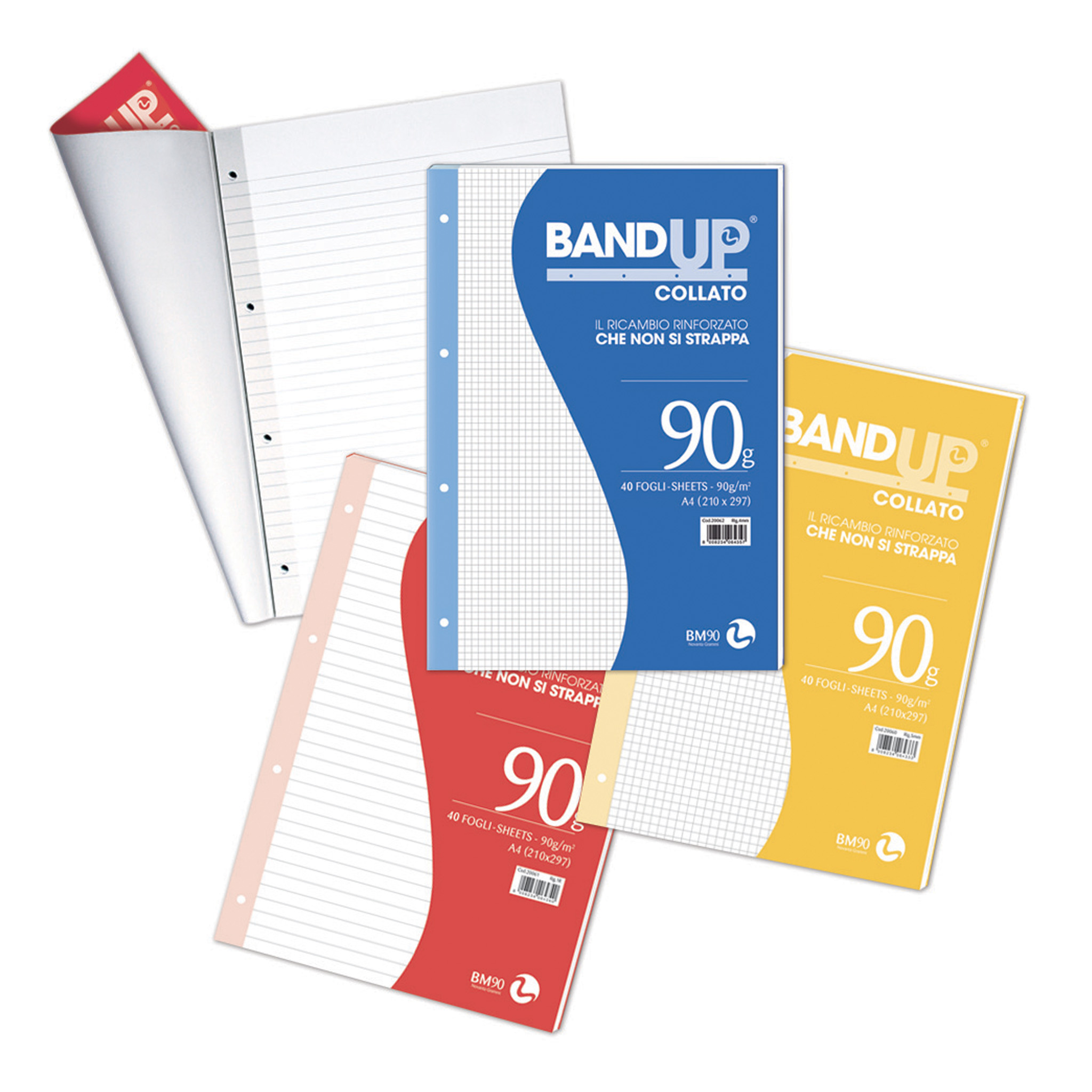 A4 reinforced BANDUP glued notepad punched - 10 assorted pieces