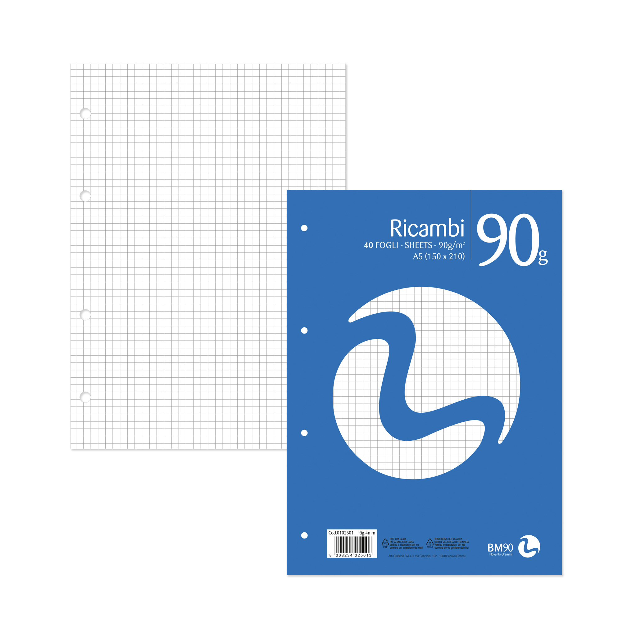 Ricambi A5 90 grammi - 40 fogli