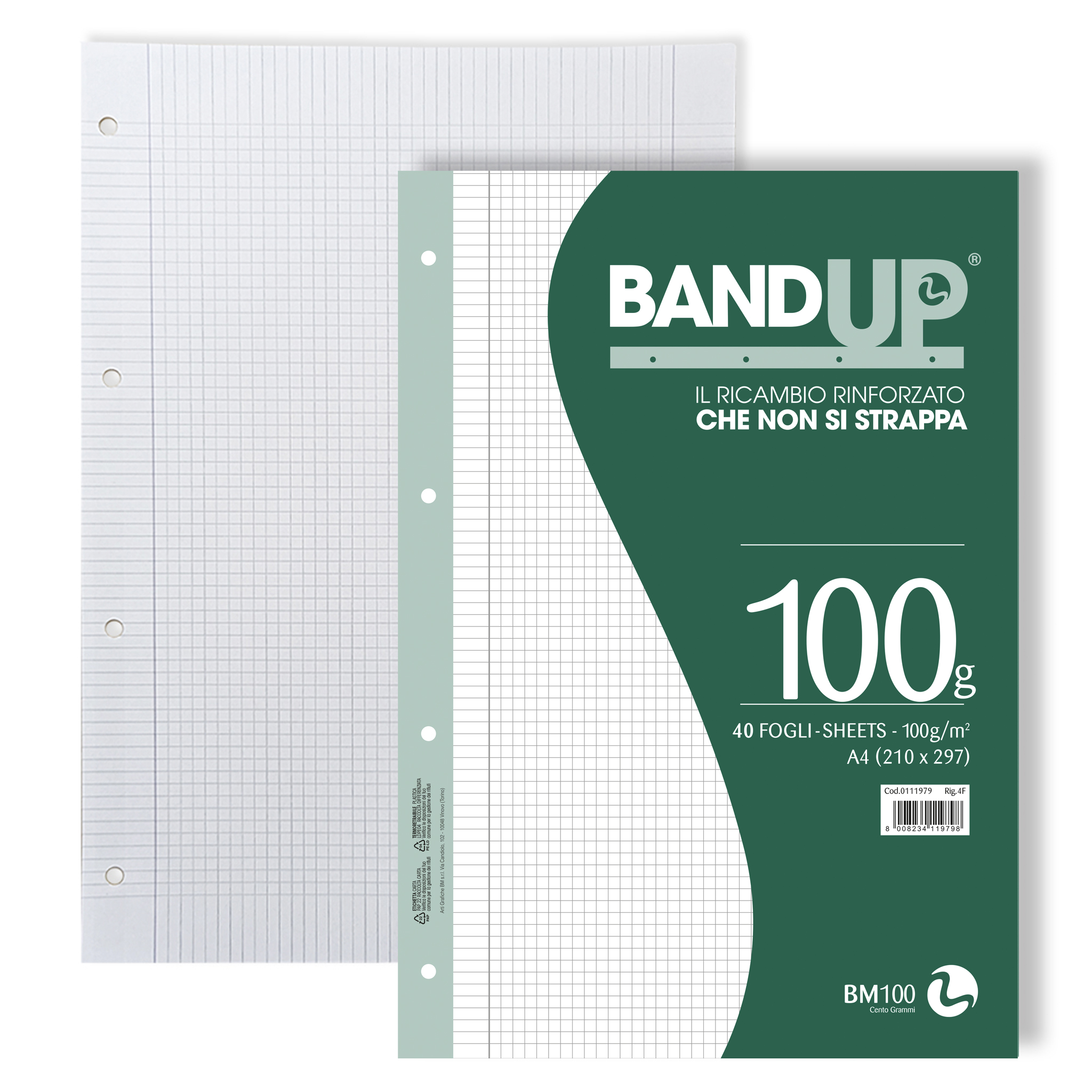 Ricambi rinforzati A4 BANDUP 100 grammi - 40 fogli