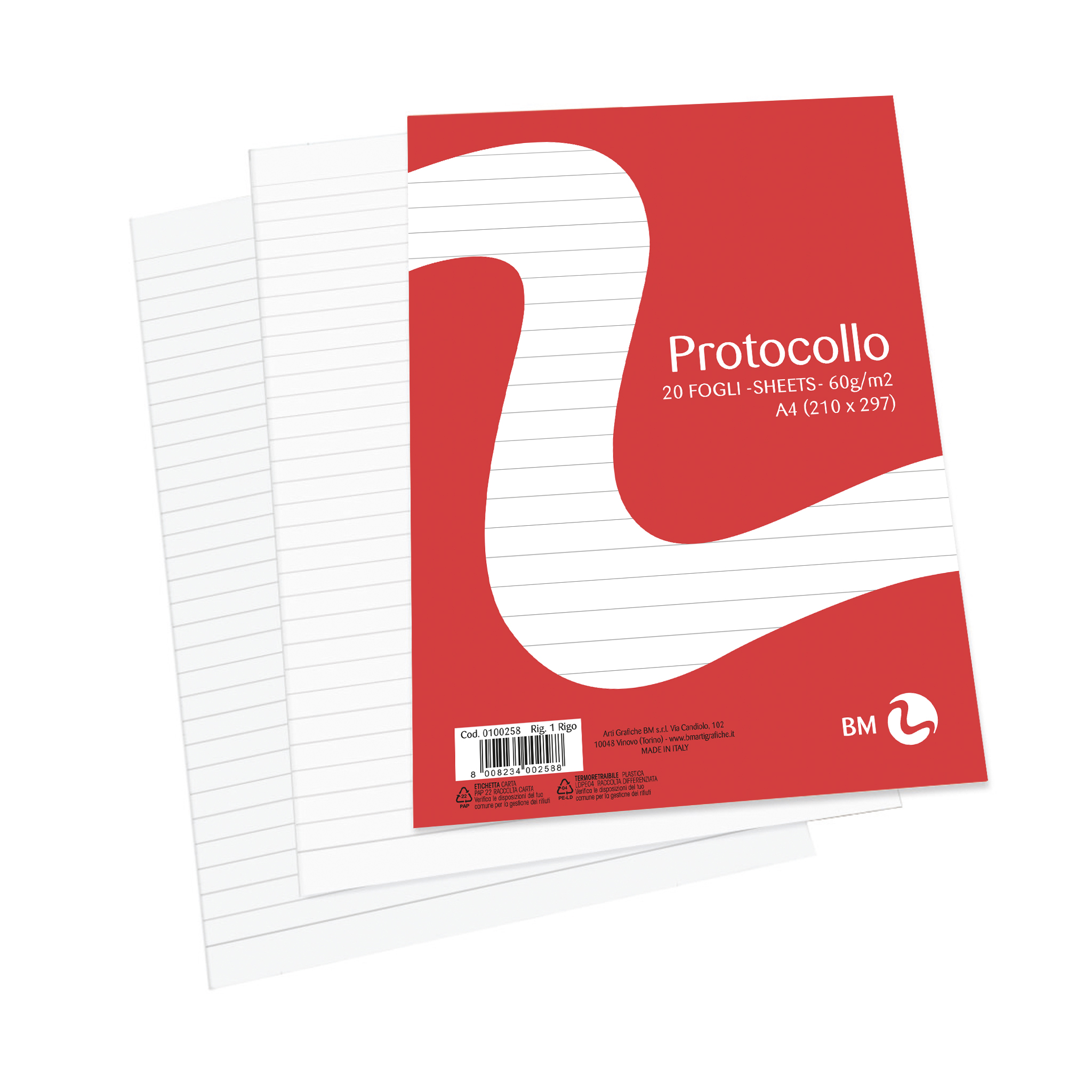 Fogli protocollo A4 20 fogli - 1 pezzo