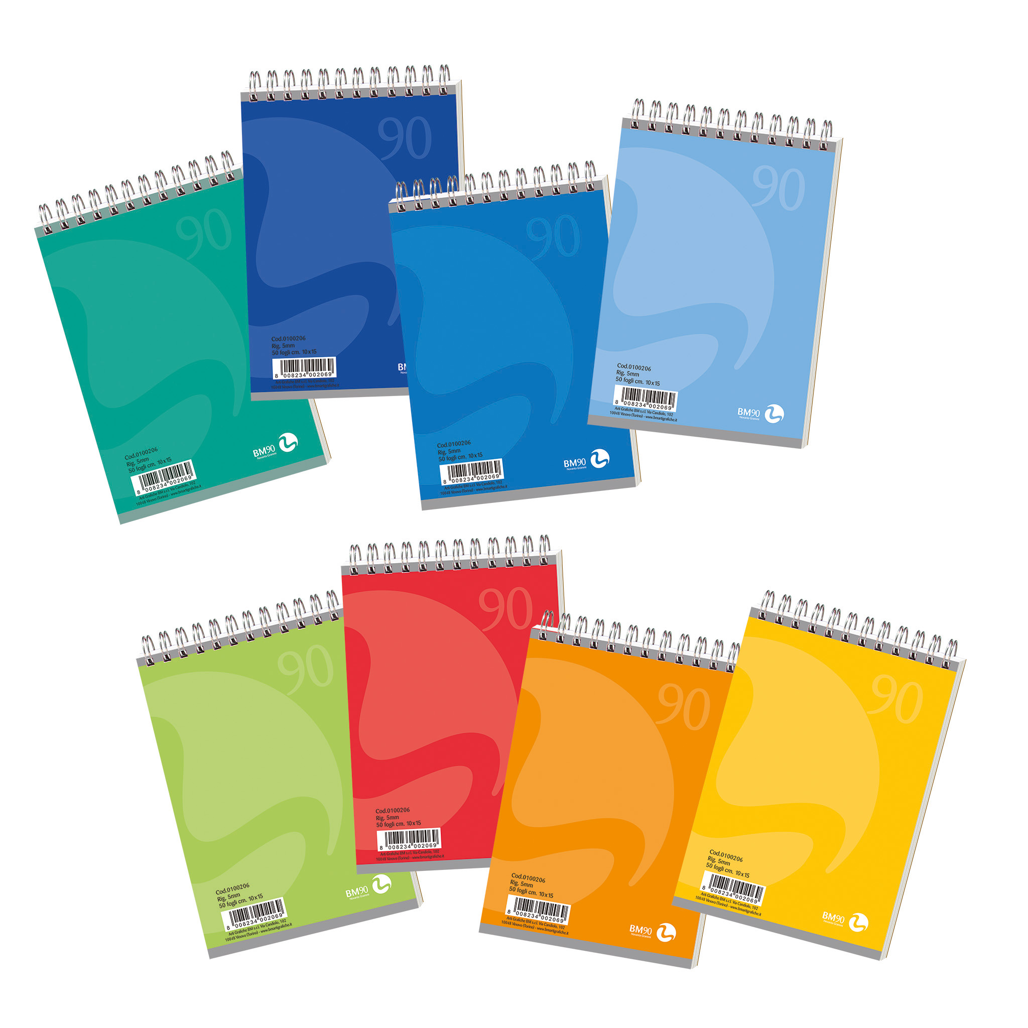 Quaderni spiralati A6 lato corto - 10 pezzi assortiti