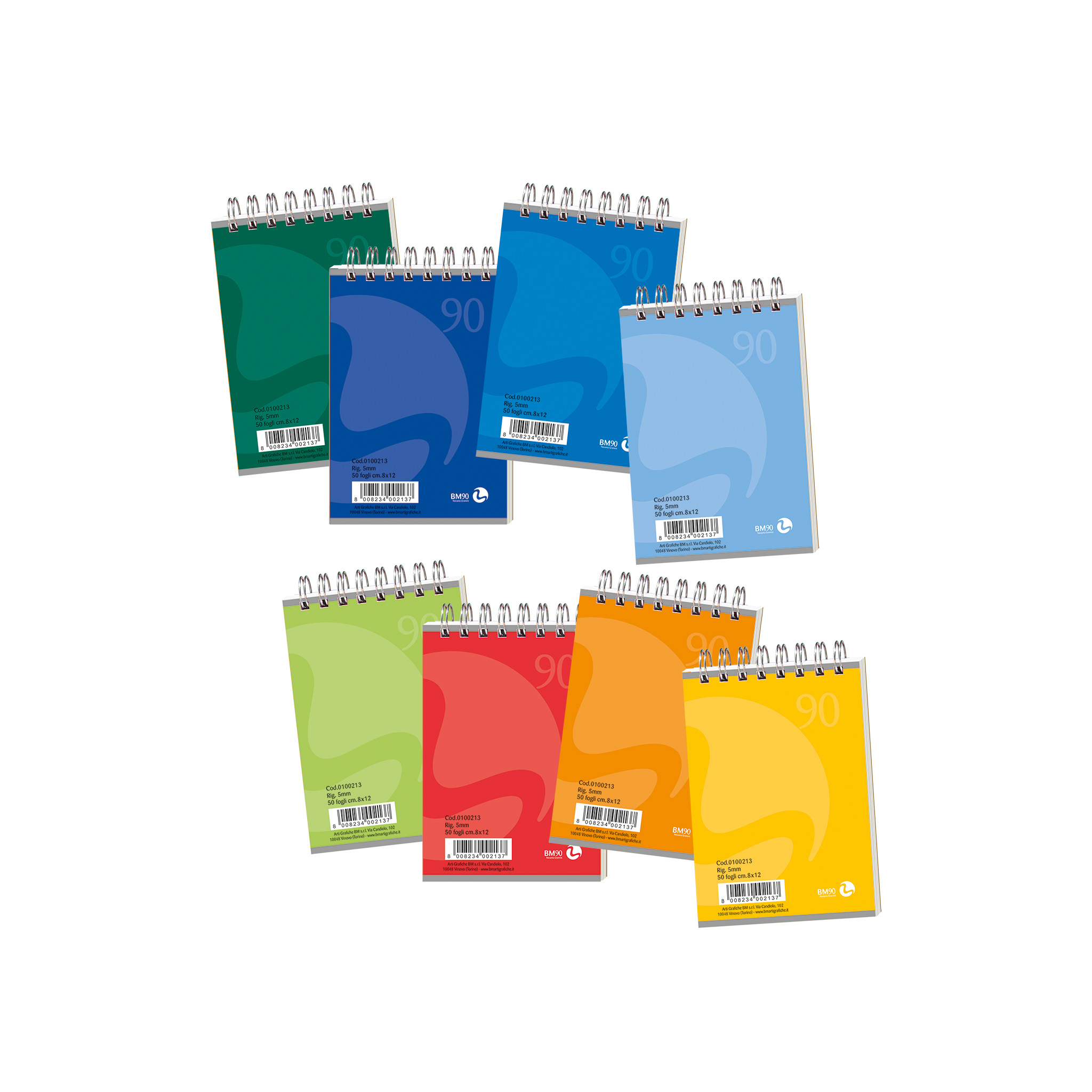 Quaderni spiralati A7 lato corto - 10 pezzi assortiti