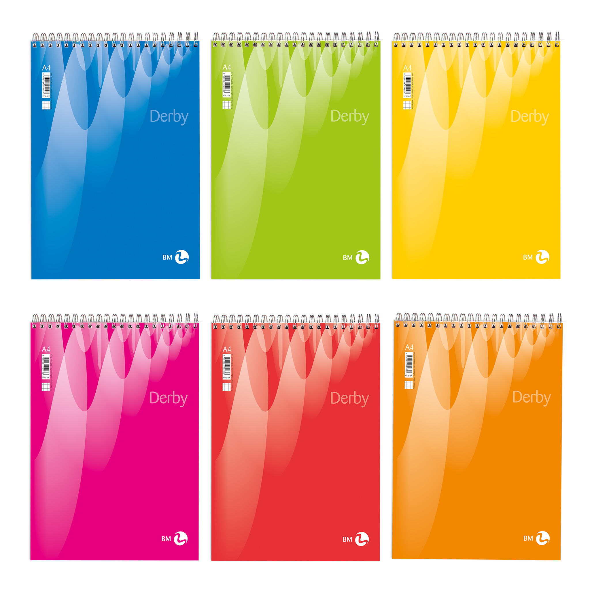 A4 spiral-bound short side derby - 5 assorted pieces