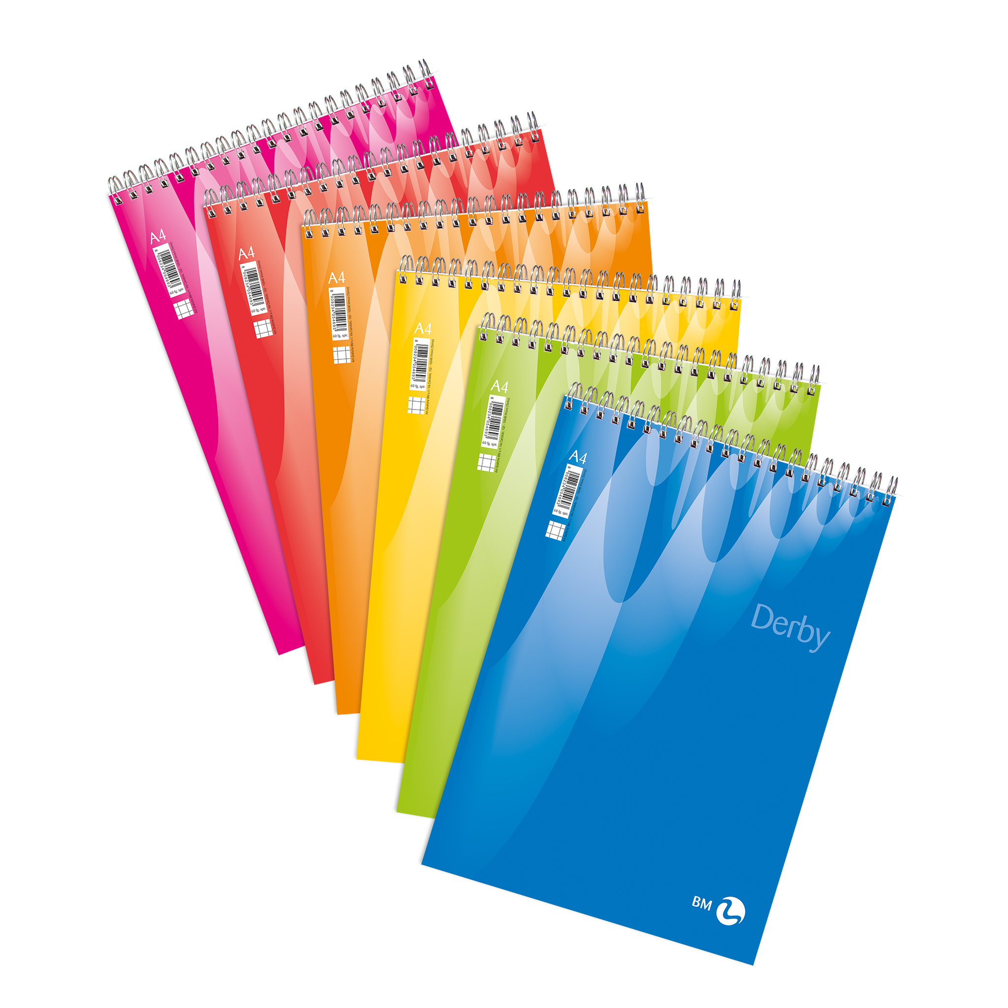 A4 spiral-bound short side derby - 5 assorted pieces