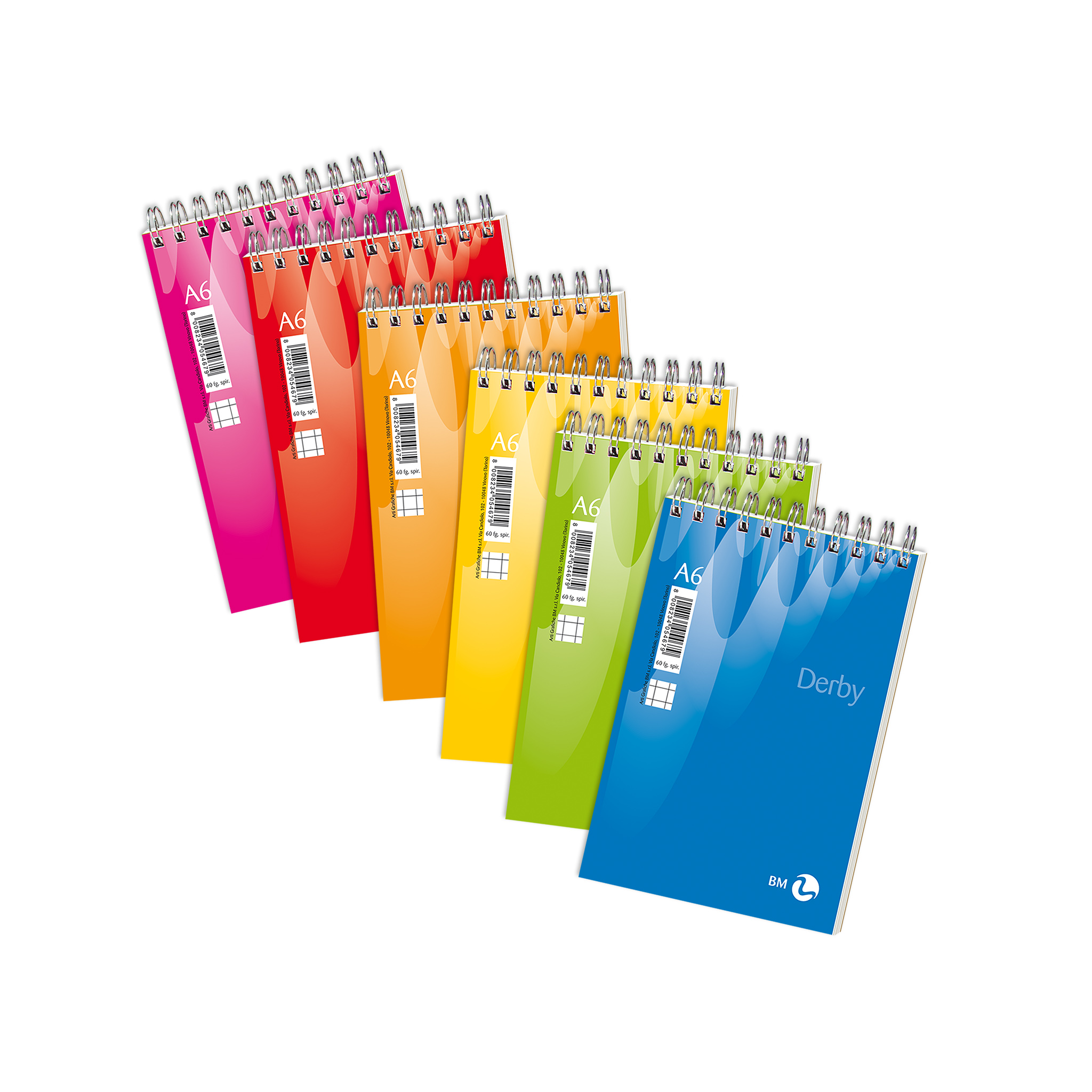 A6 spiral-bound short side derby - 5 assorted pieces