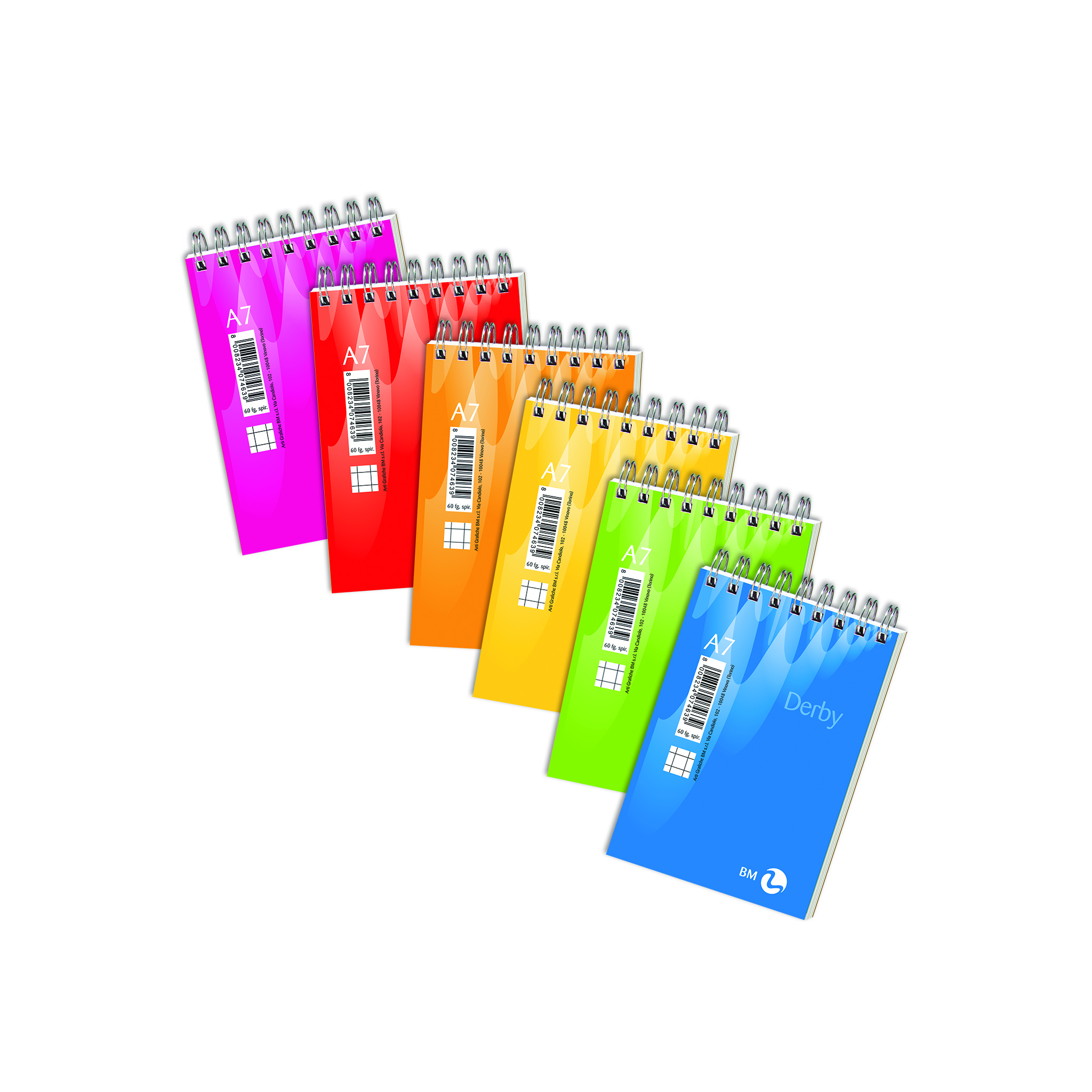 A7 spiral-bound short side derby - 5 assorted pieces