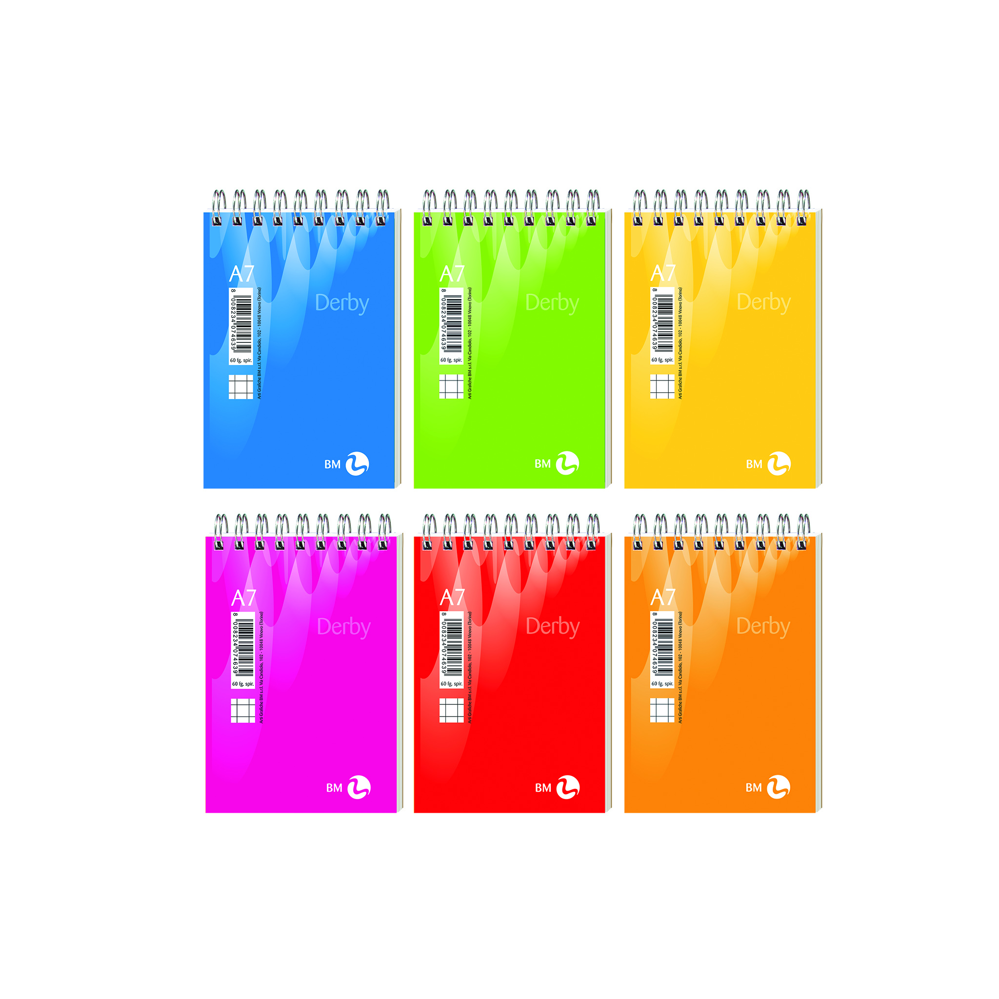 A7 spiral-bound short side derby - 5 assorted pieces
