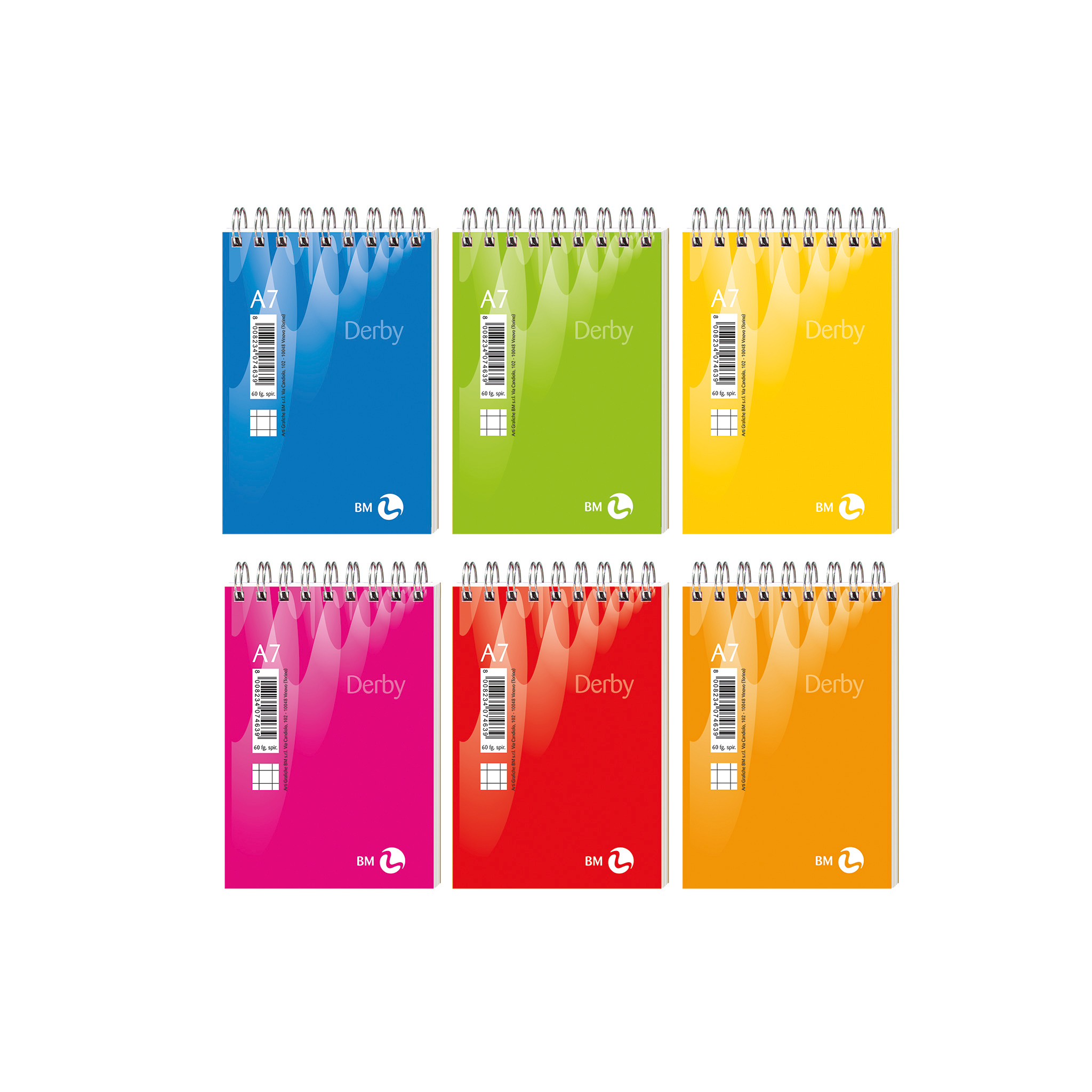 A7 spiral-bound short side derby - 5 assorted pieces