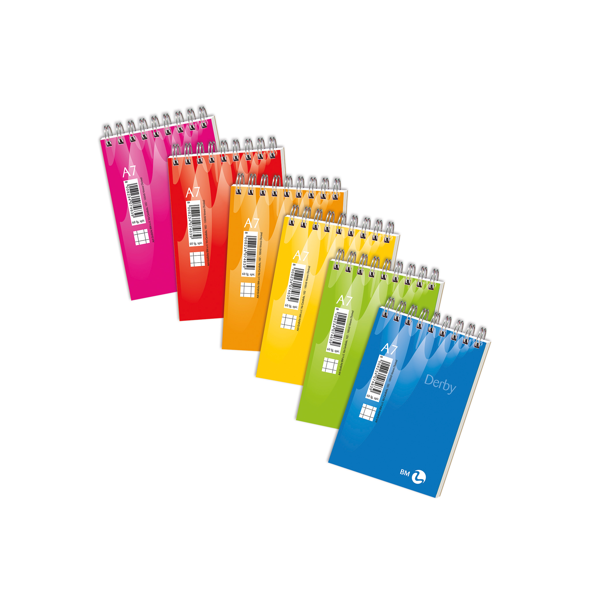 A7 spiral-bound short side derby - 5 assorted pieces