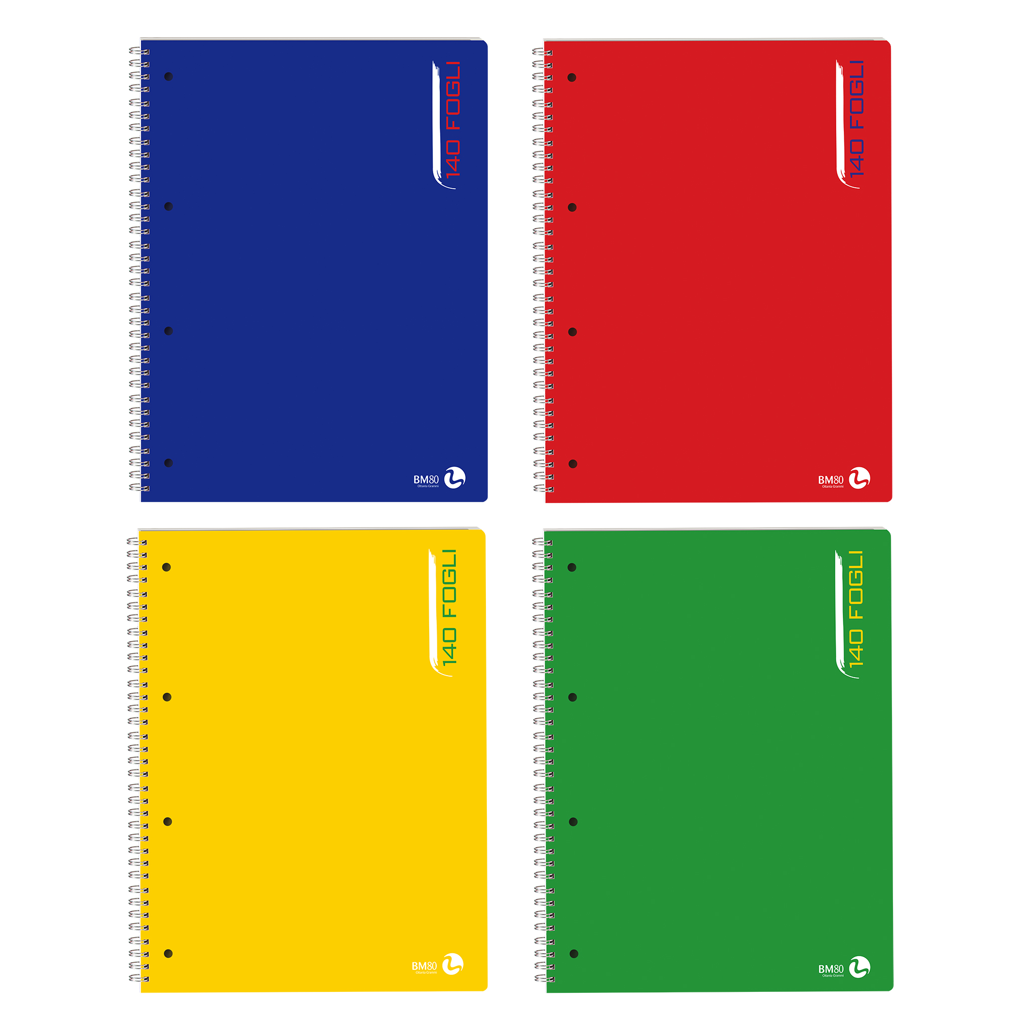 A4 spiral-bound 140 sheets punched with microperforations - 3 assorted pieces