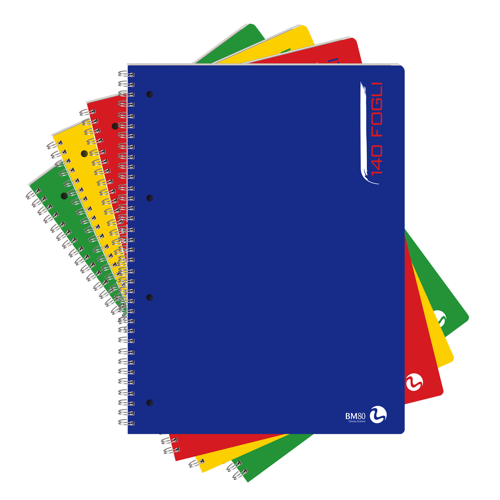 A4 spiral-bound 140 sheets punched with microperforations - 3 assorted pieces