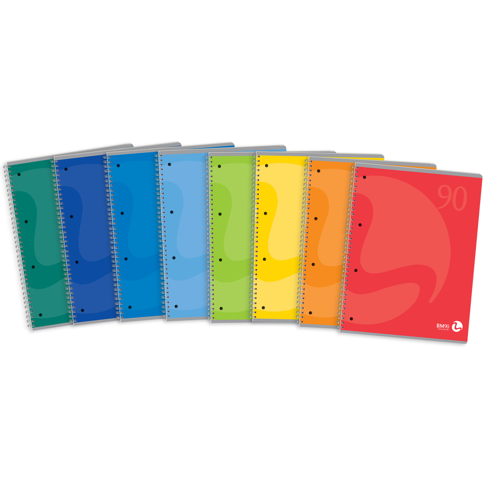 A4 spiral-bound punched with microperforations (90 sheets) - 5 assorted pieces