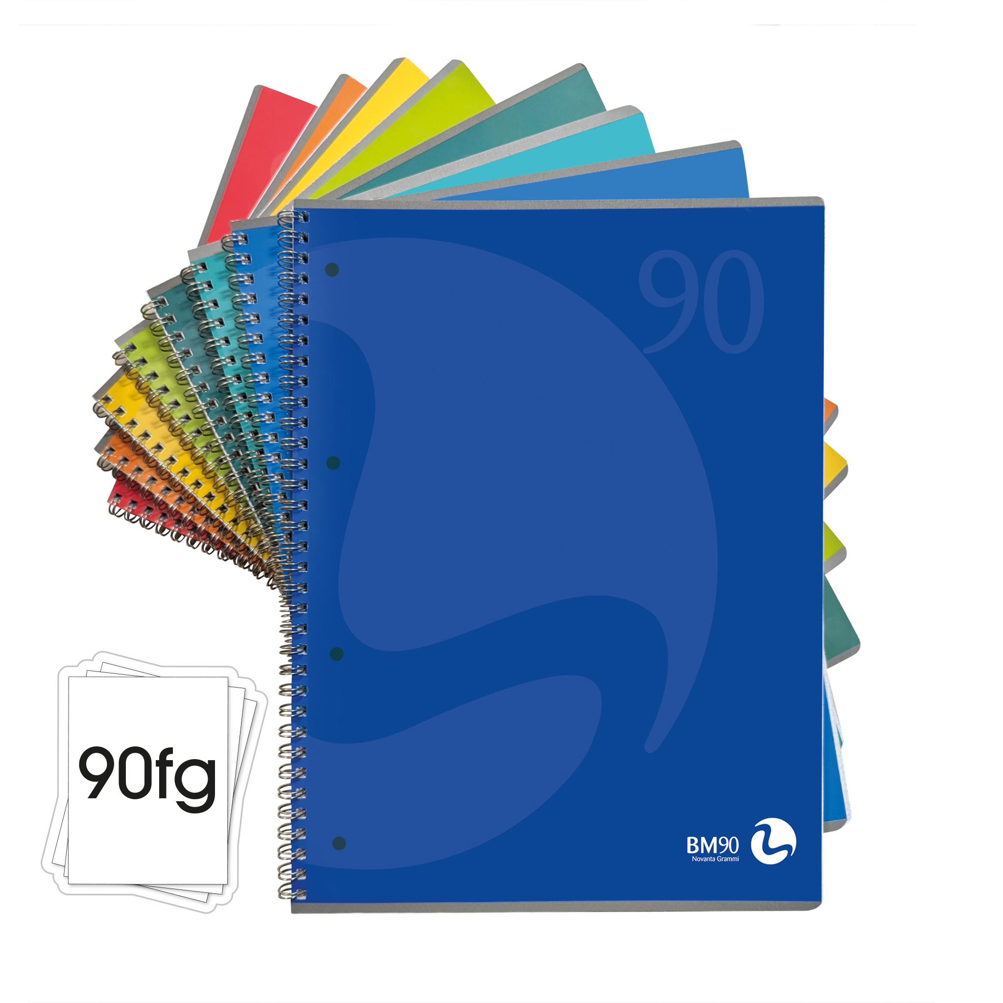 A4 spiral-bound punched with microperforations (90 sheets) - 5 assorted pieces