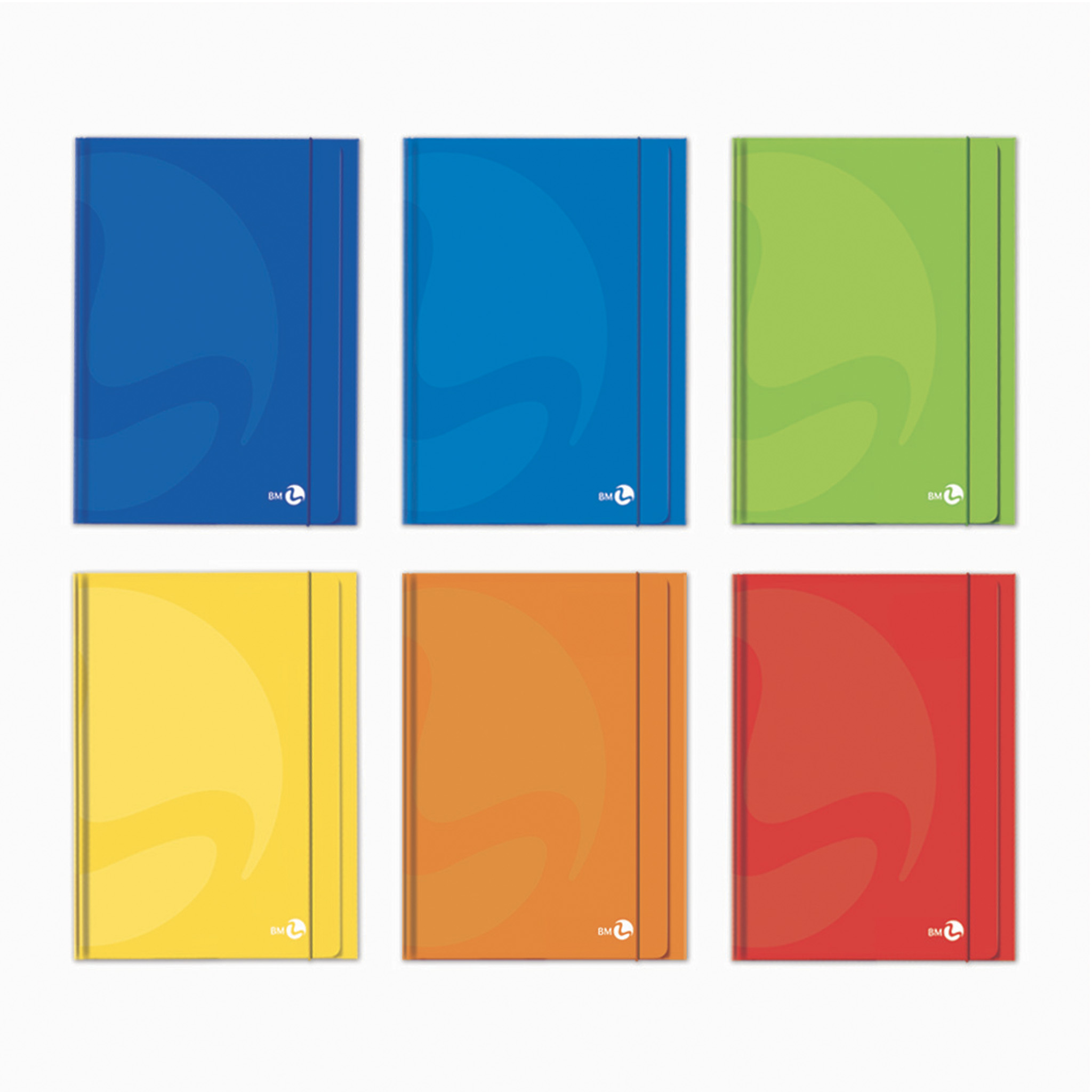 3-flap folders with elasticatic band 1 cm back - 6 assorted pieces