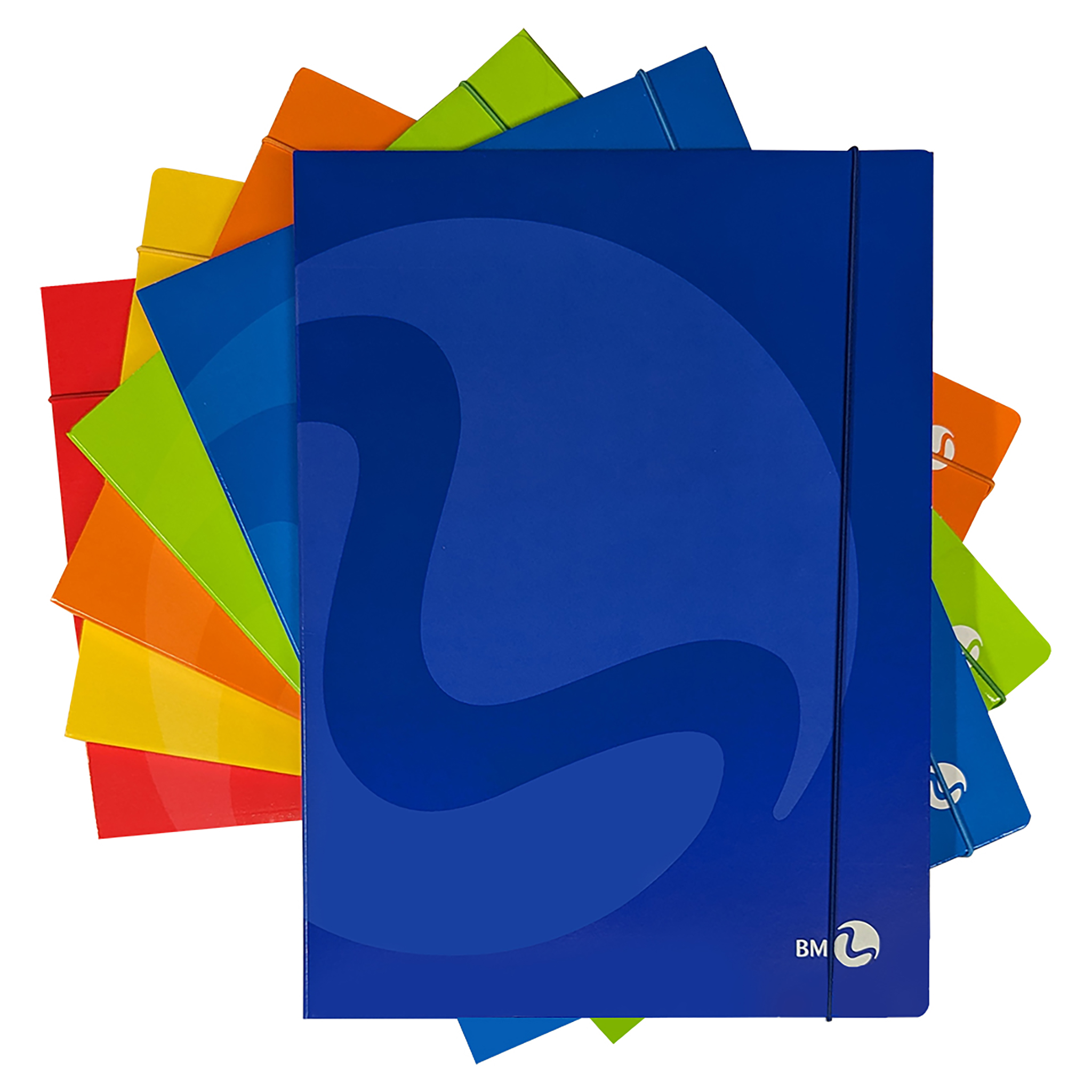 3-flap folders with elasticatic band 1 cm back - 6 assorted pieces