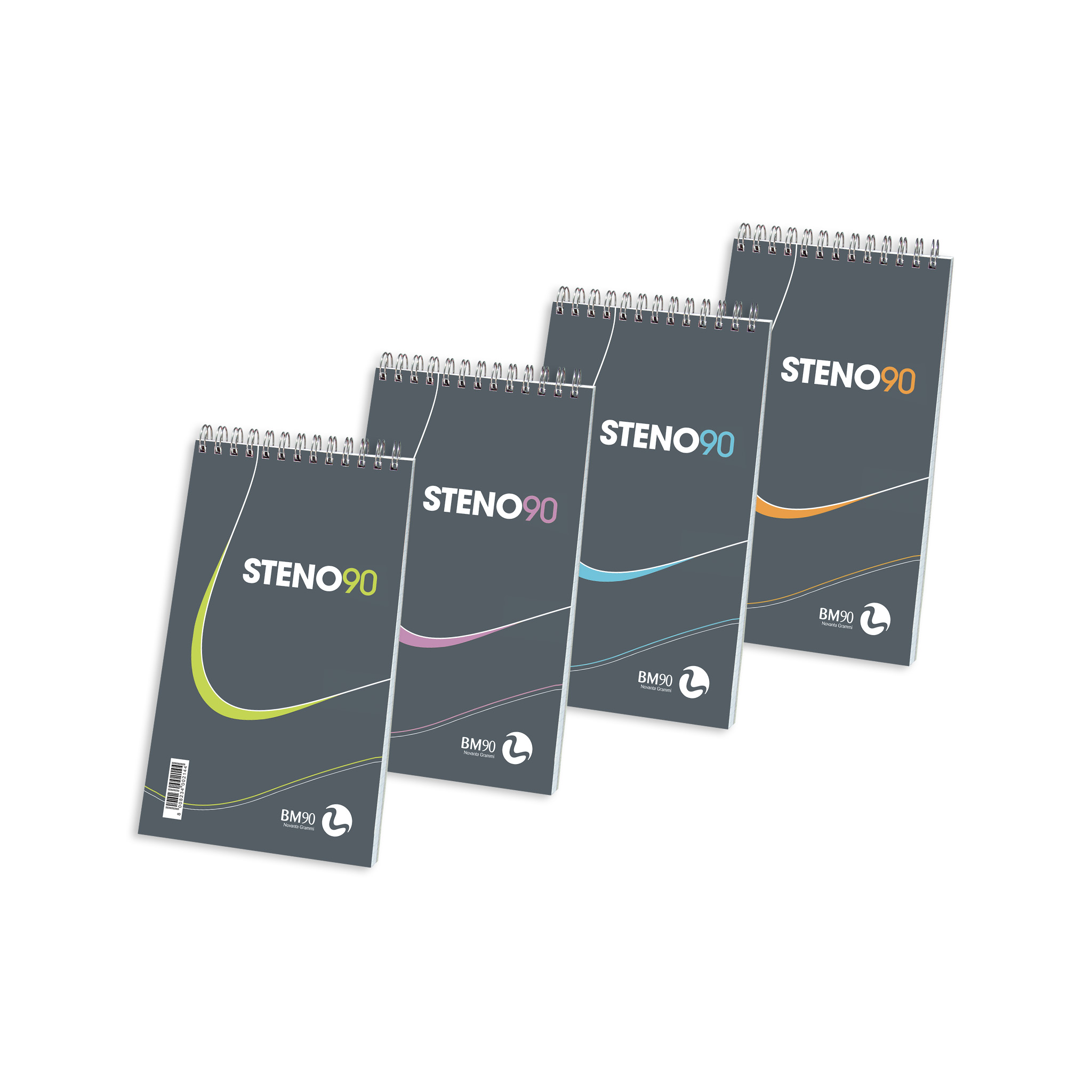 Spiral-bound short side shorthand pads - 5 assorted pieces