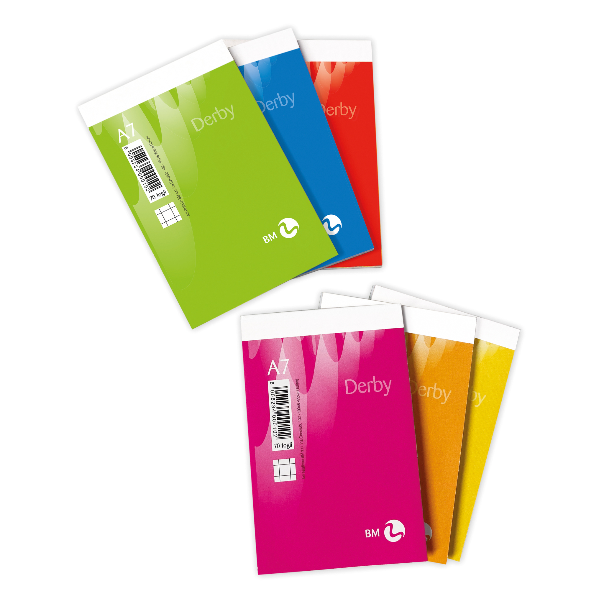 Blocchi notes Derby A7 - 10 pezzi assortiti