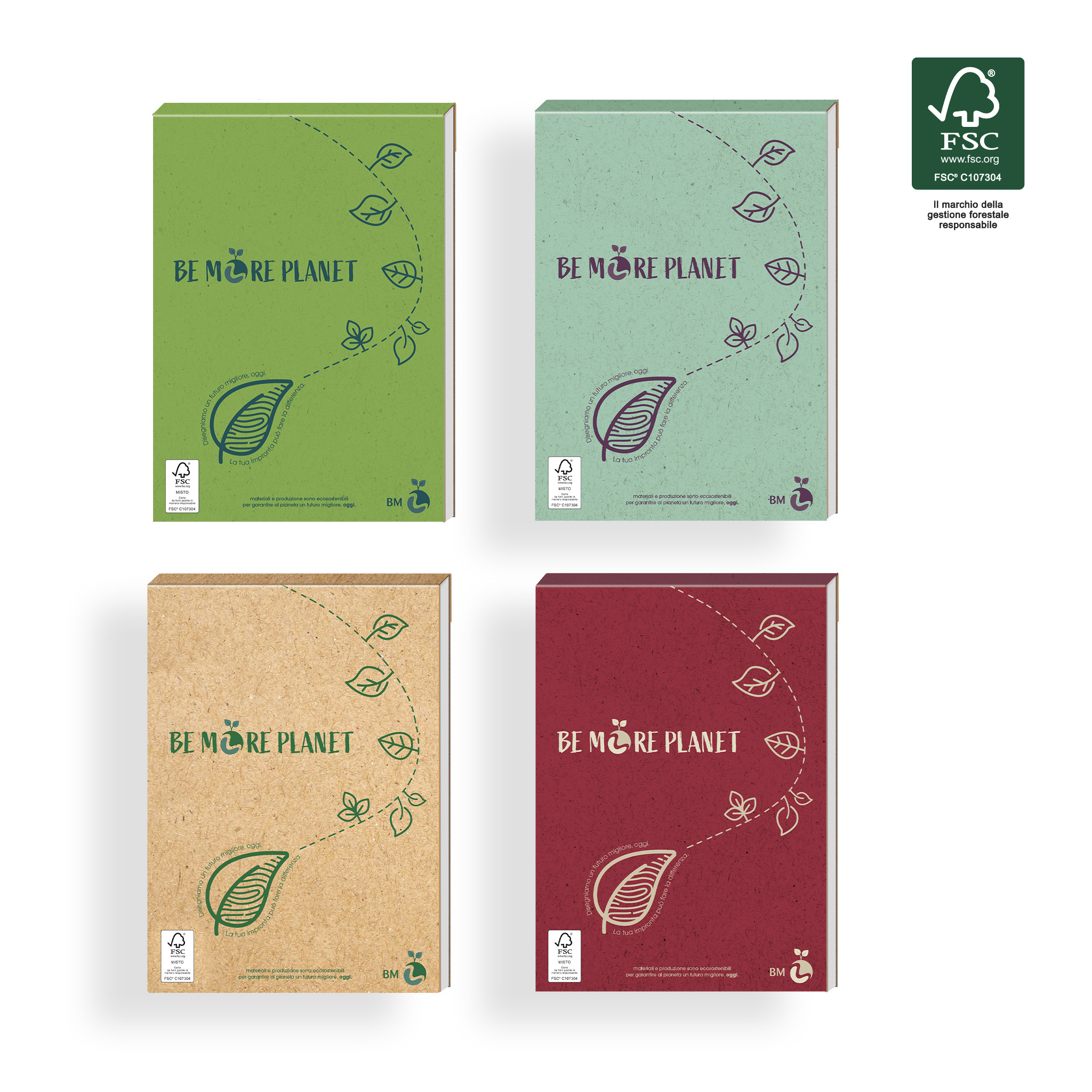 A5 glued notepad eco-friendly 100 sheets BE MORE PLANET - 4 pieces assorted
