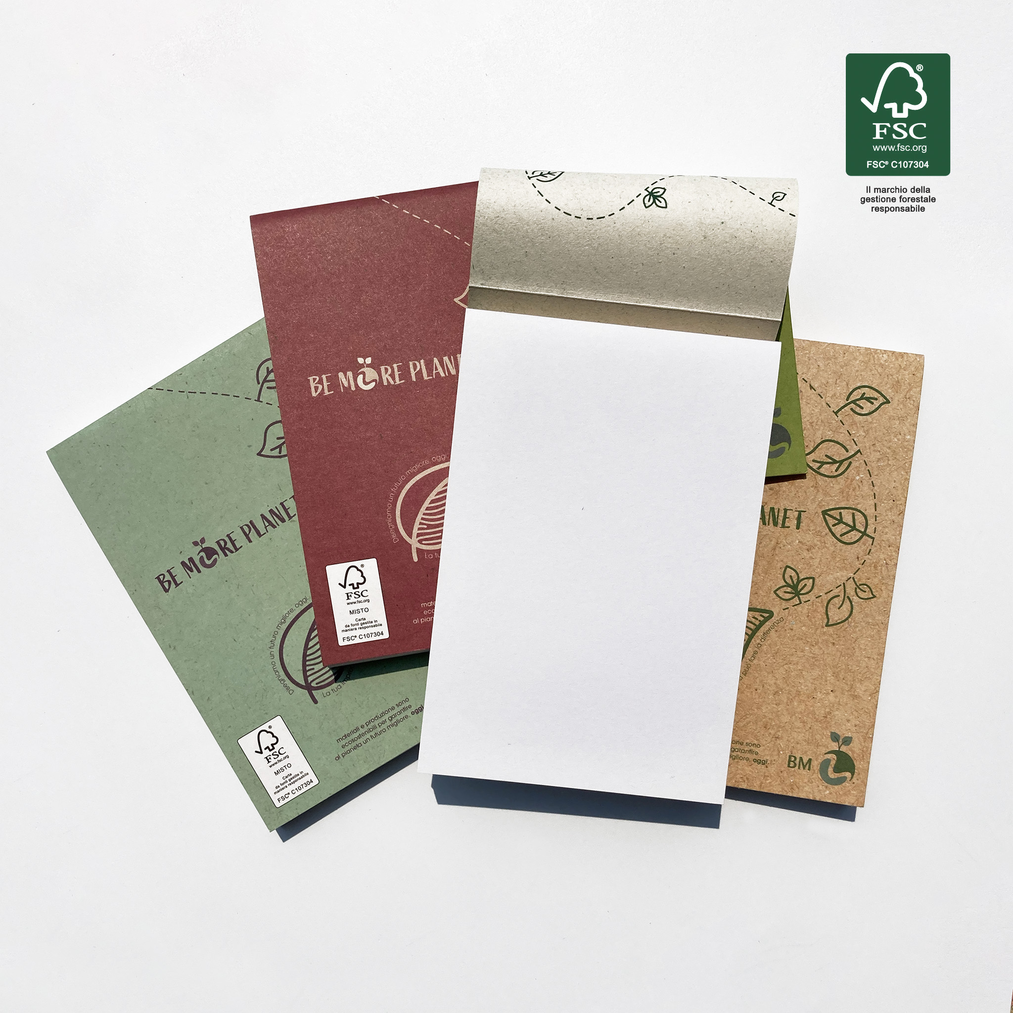 A6 glued notepad eco-friendly 100 sheets BE MORE PLANET - 4 pieces assorted