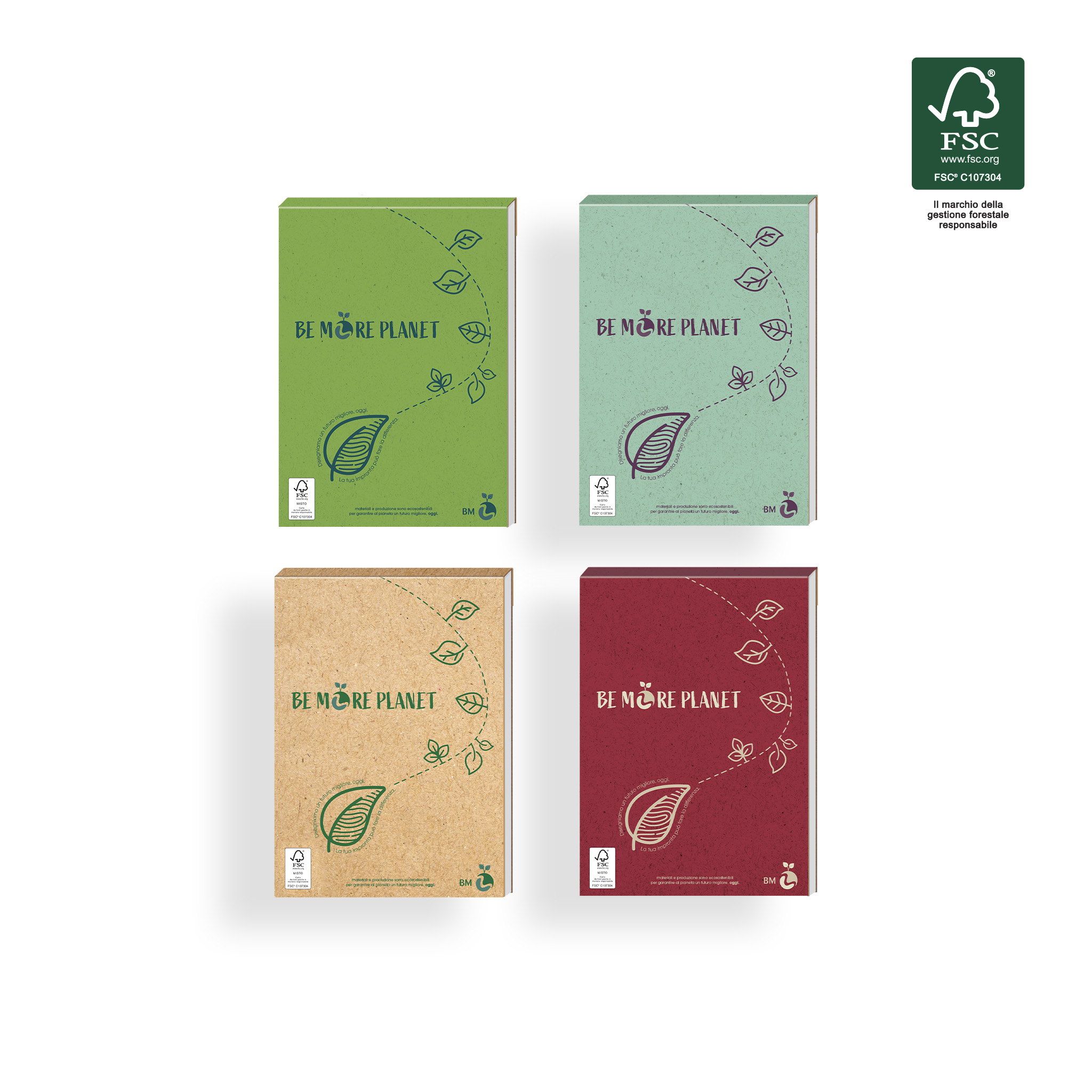 A6 glued notepad eco-friendly 100 sheets BE MORE PLANET - 4 pieces assorted