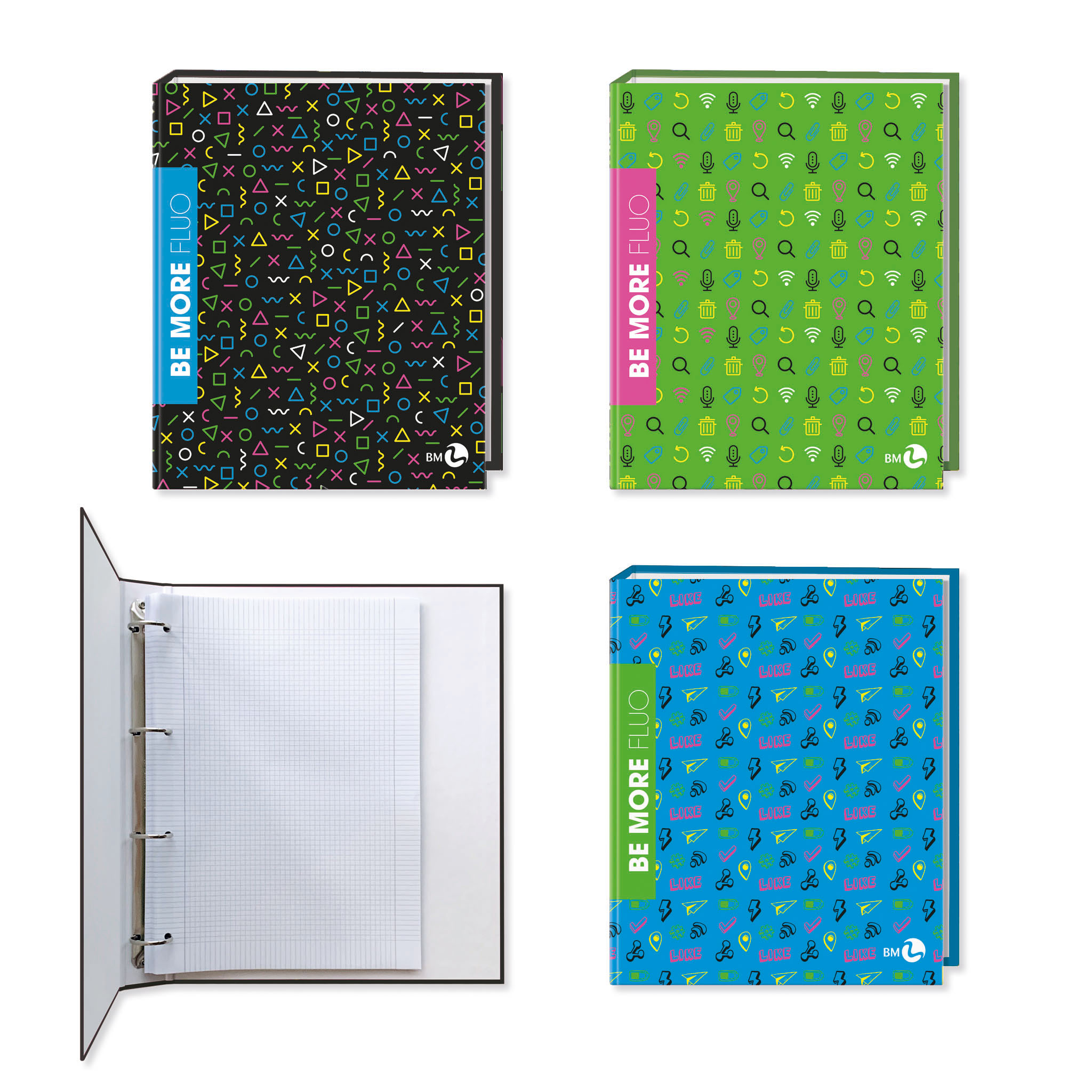 Raccoglitori ad anelli A4 BE MORE FLUO - 5 pezzi assortiti outlet