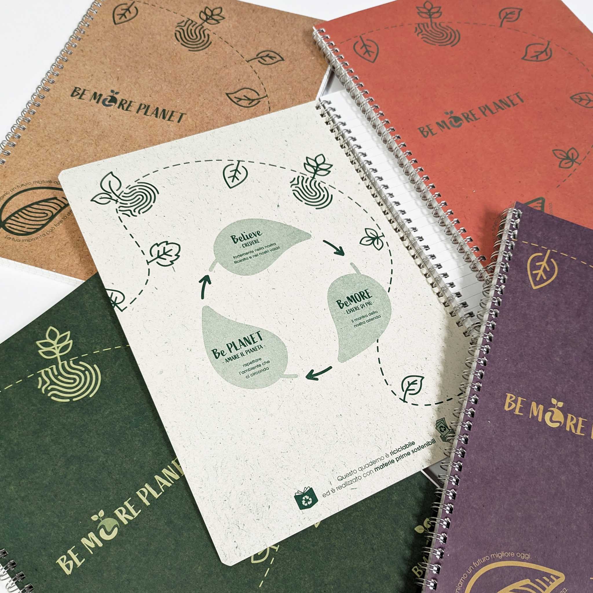 A4 spiral-bound eco-friendly BE MORE PLANET - 5 assorted pieces