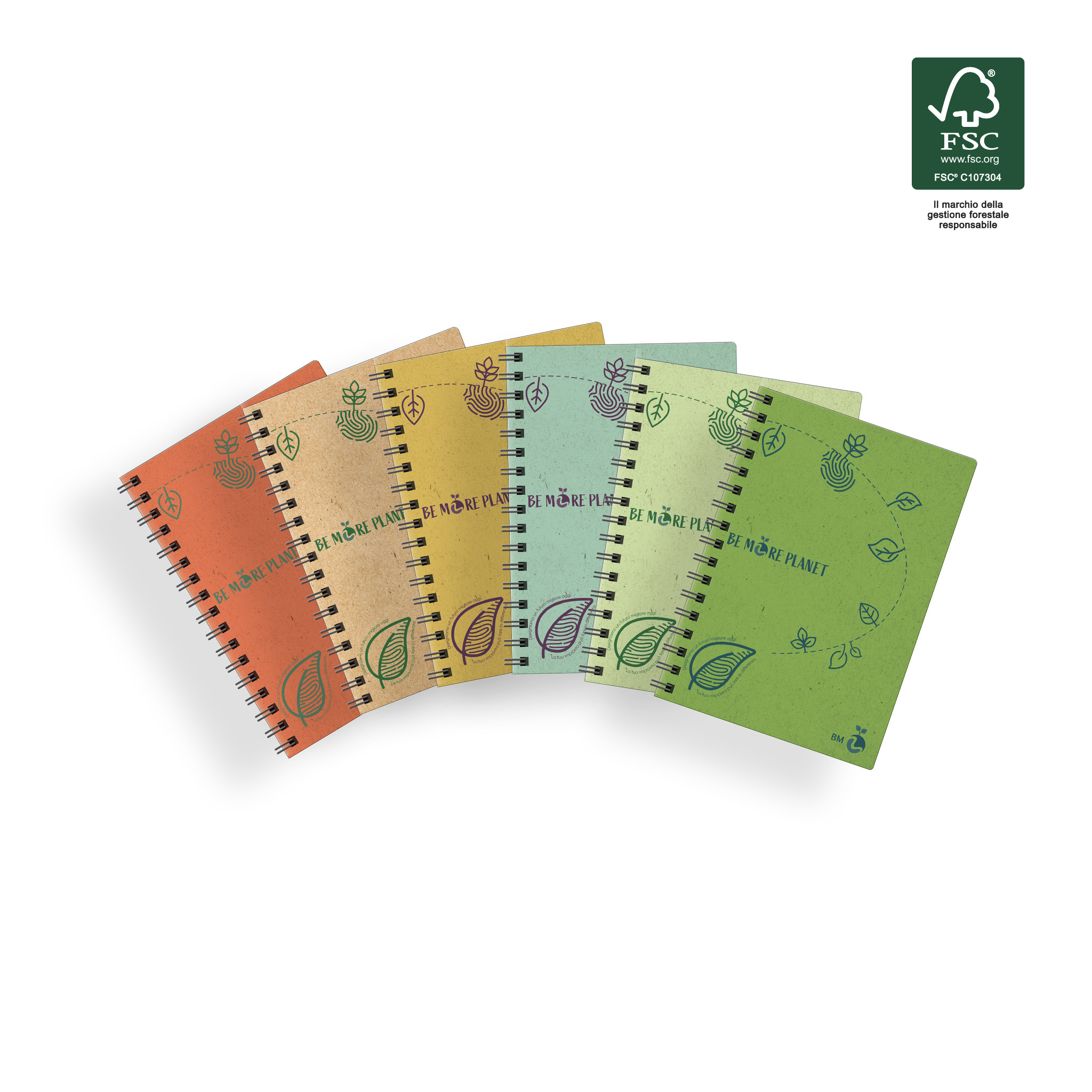A6 spiral-bound eco-friendly BE MORE PLANET - 5 assorted pieces