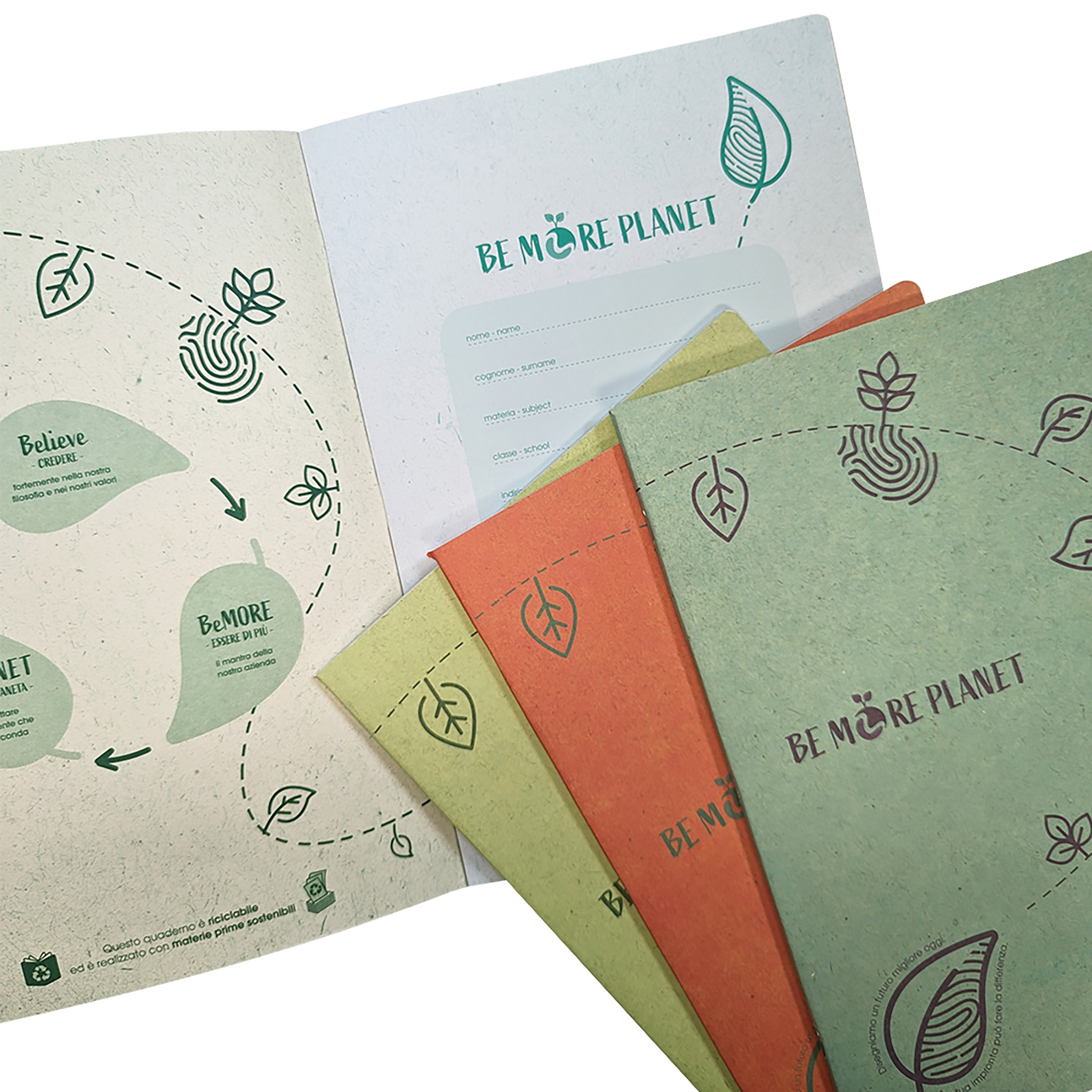 A4 maxi notebooks BE MORE PLANET eco-friendly - 10 assorted pieces