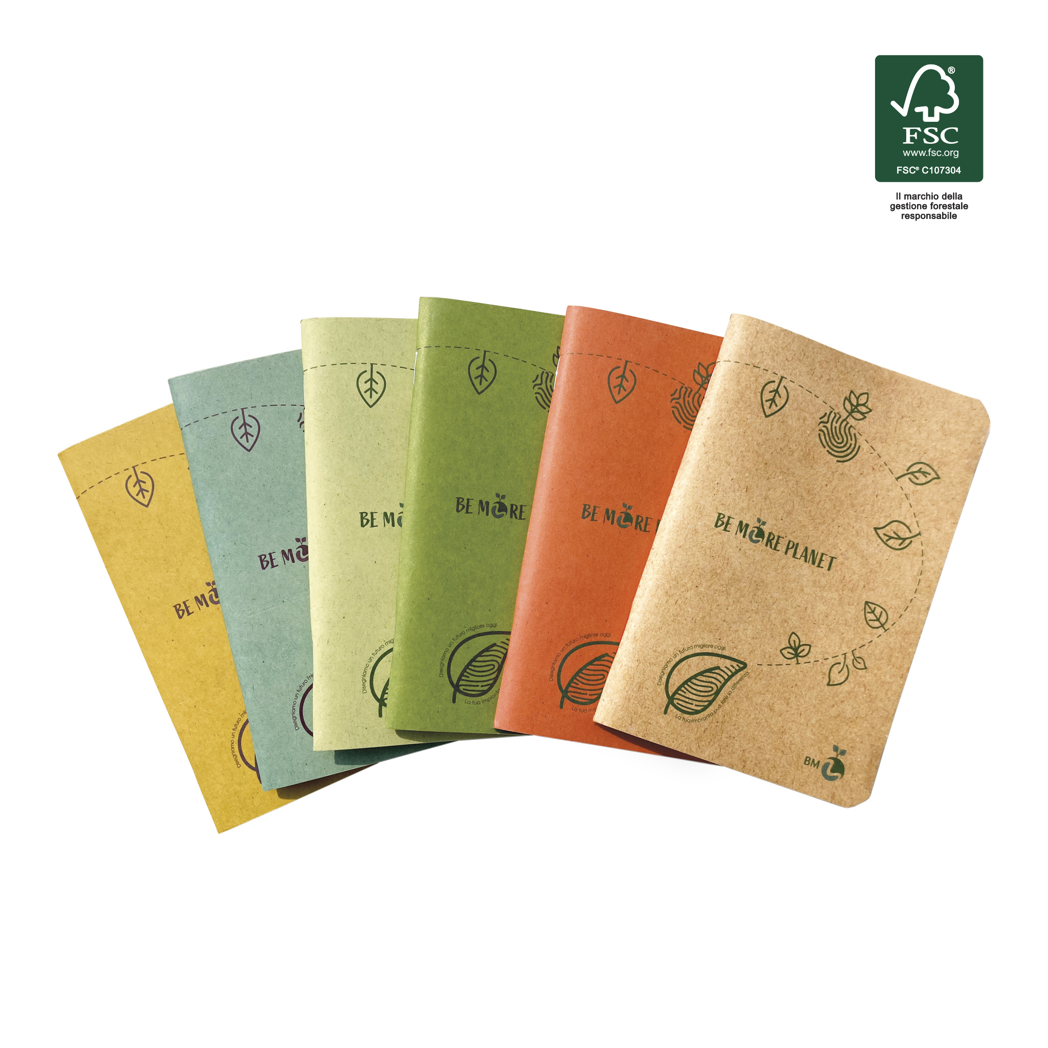 A6 mini notebooks BE MORE PLANET eco-friendly - 5 assorted pieces