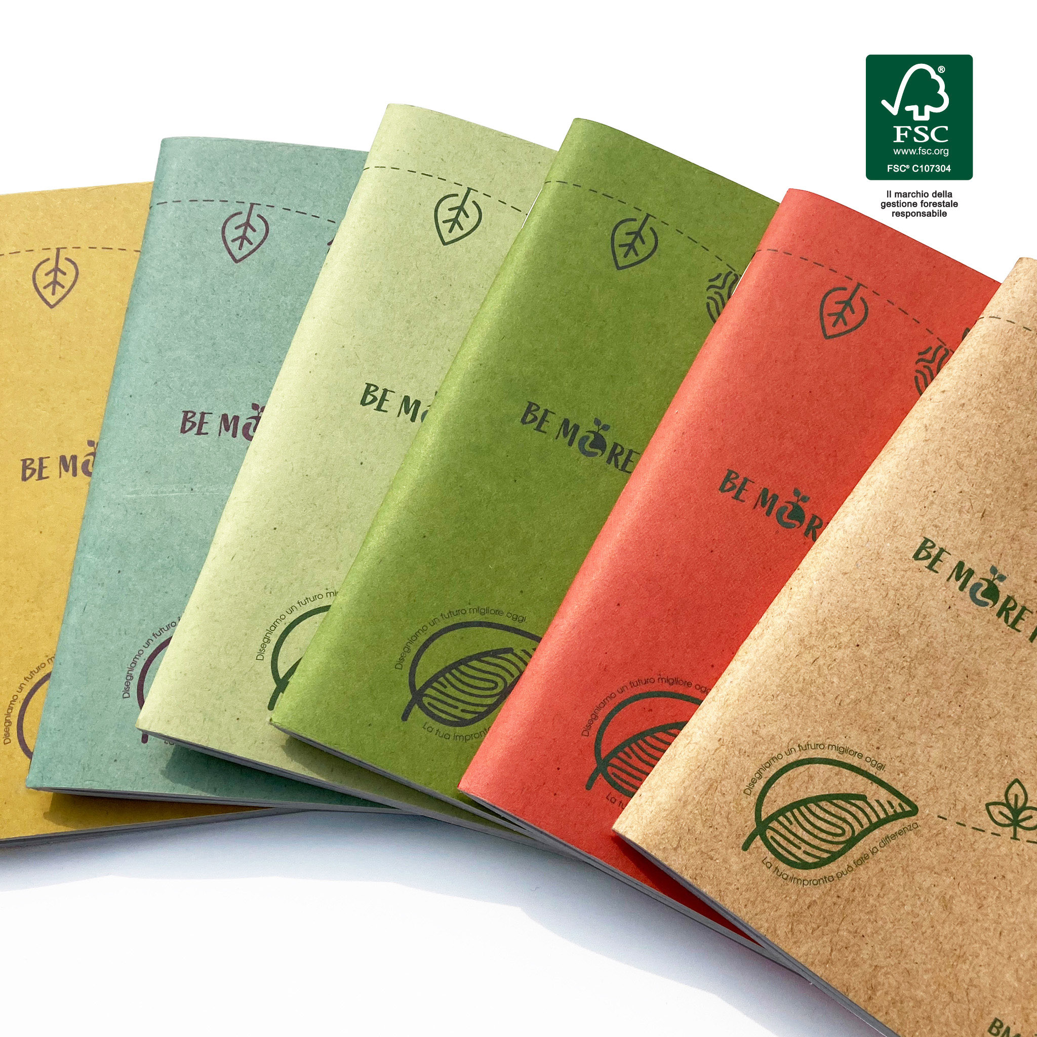 A6 mini notebooks BE MORE PLANET eco-friendly - 5 assorted pieces