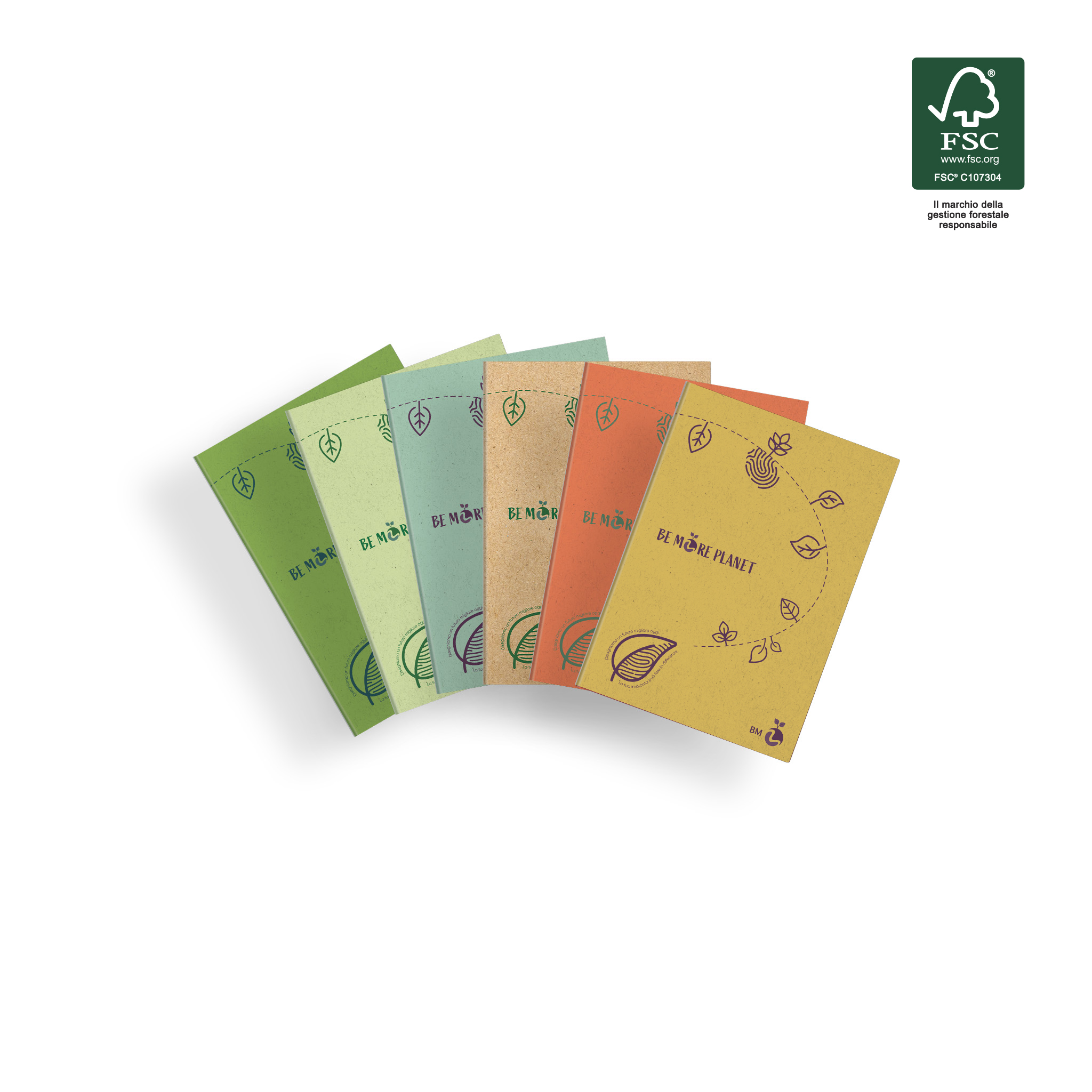 A6 mini notebooks BE MORE PLANET eco-friendly - 5 assorted pieces