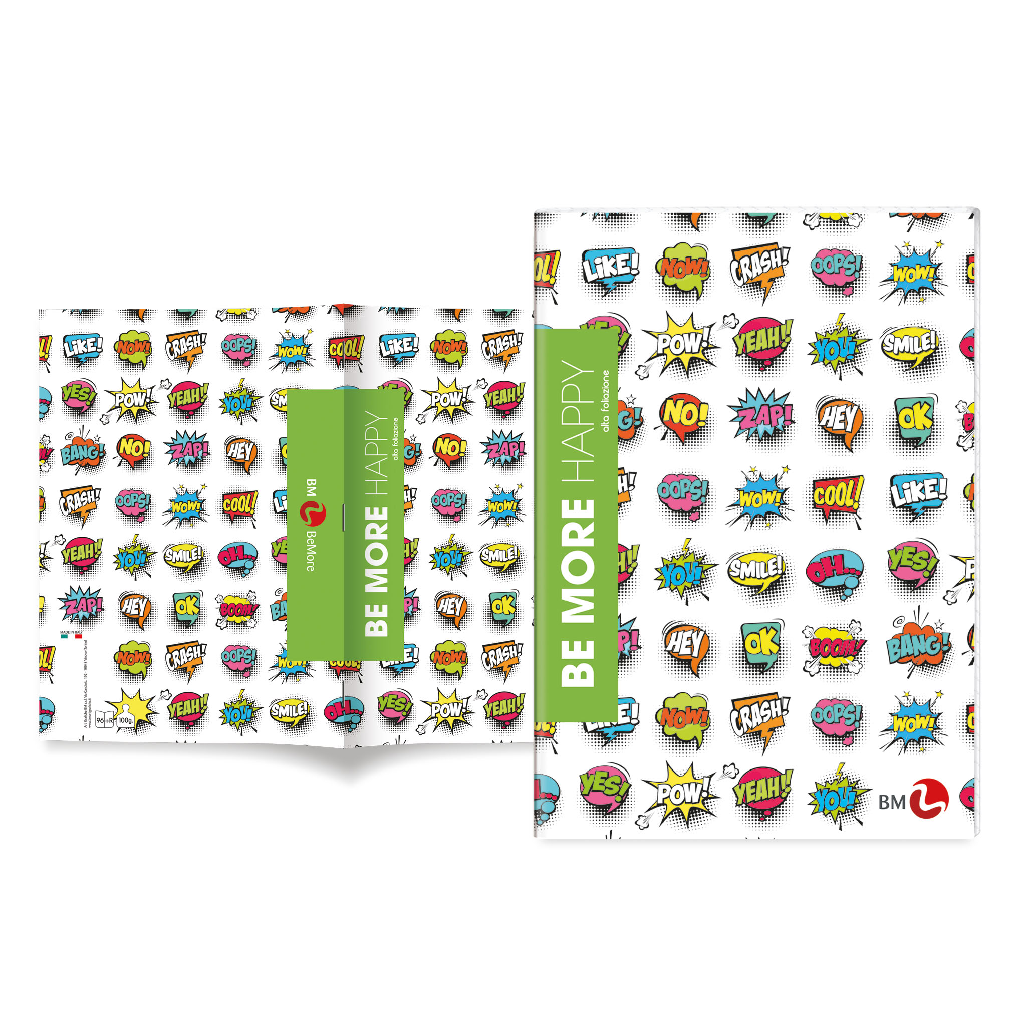 A4 maxi notebooks BE MORE HAPPY high pagination 100 gram - 10 assorted pieces