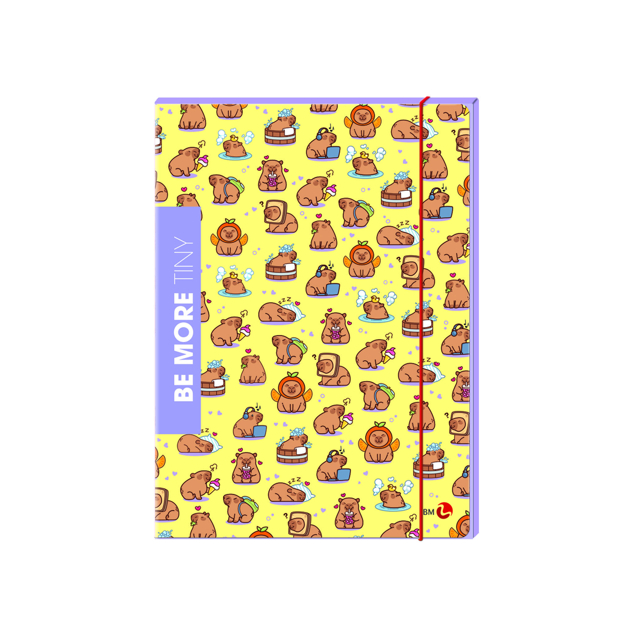 3-flap folders 1cm back with elastic band BE MORE TINY - 6 assorted pieces