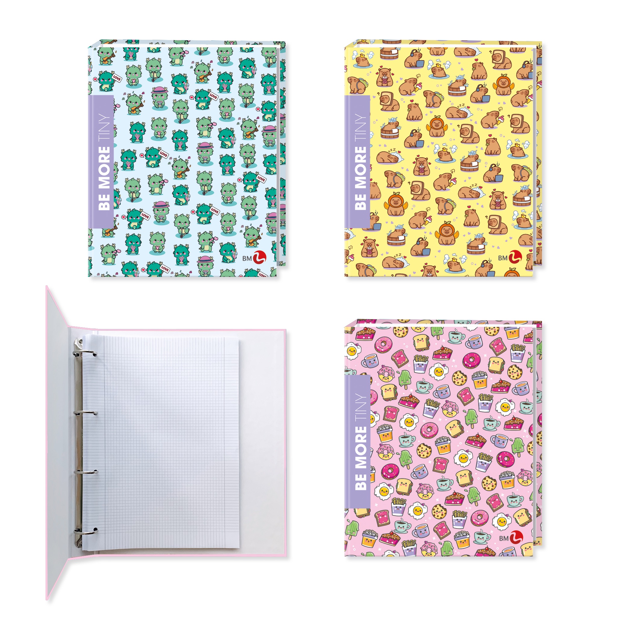 A4 colour ring binders BE MORE TINY - 5 assorted pieces
