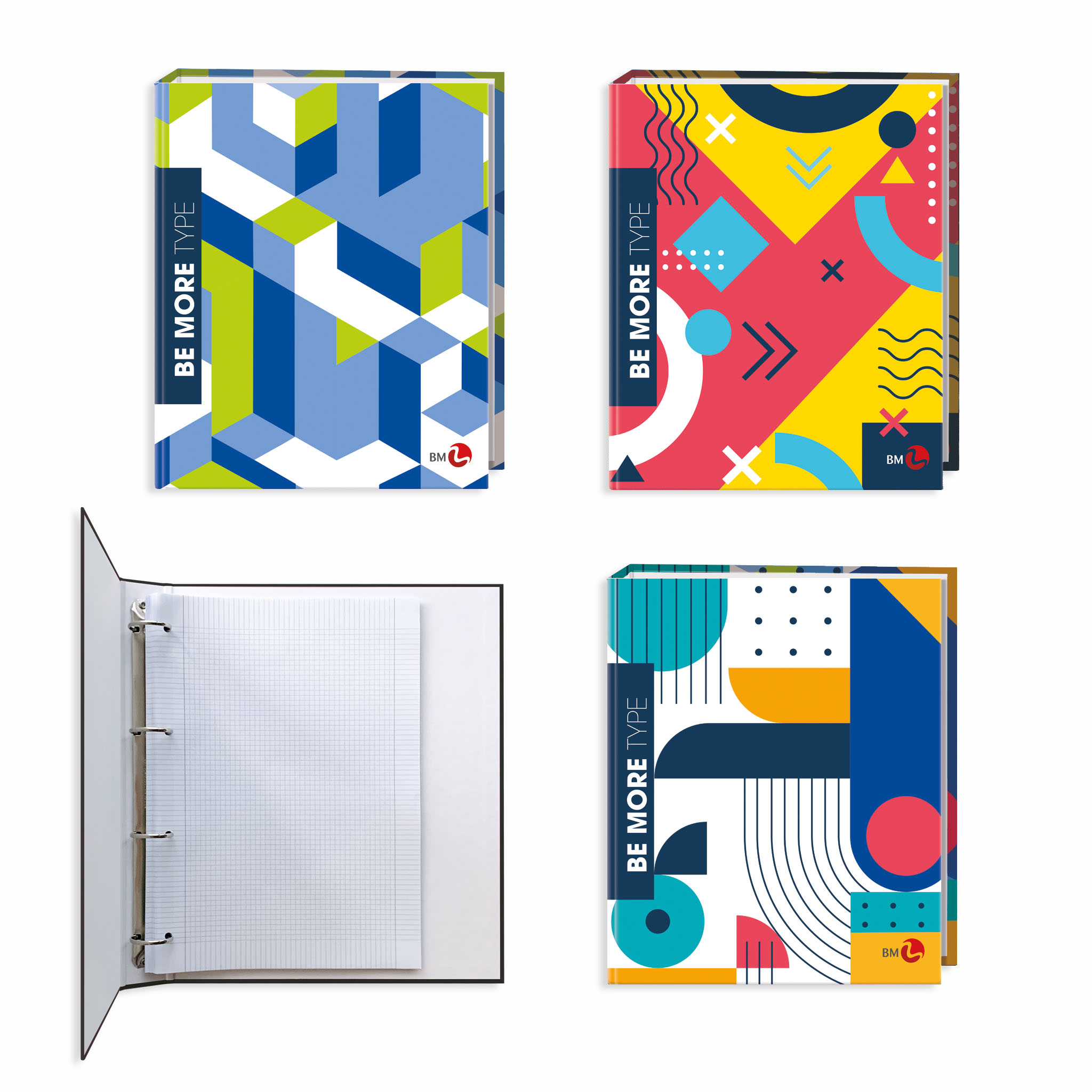 A4 colour ring binders BE MORE TYPE - 5 assorted pieces
