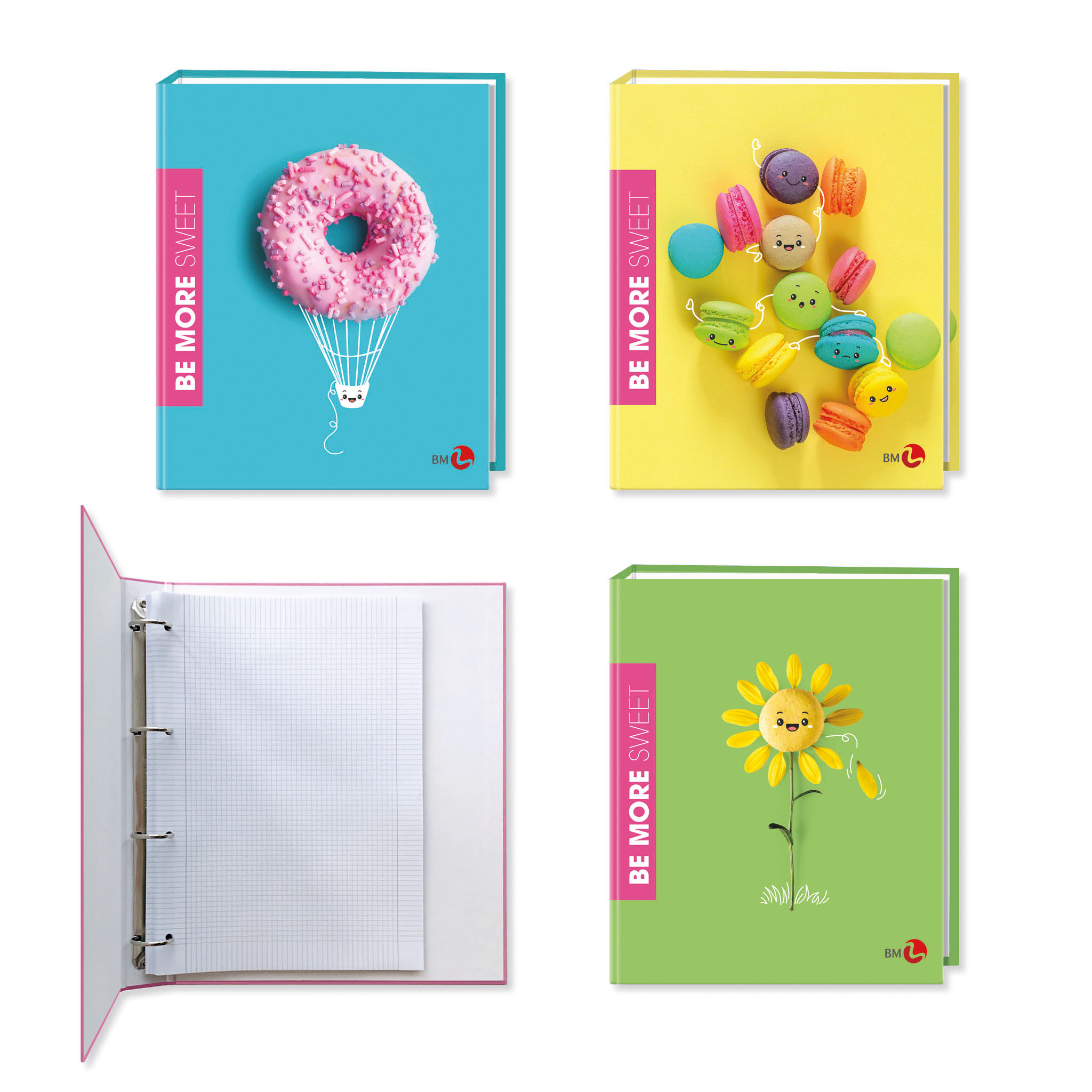 A4 colour ring binders BE MORE SWEET - 5 assorted pieces