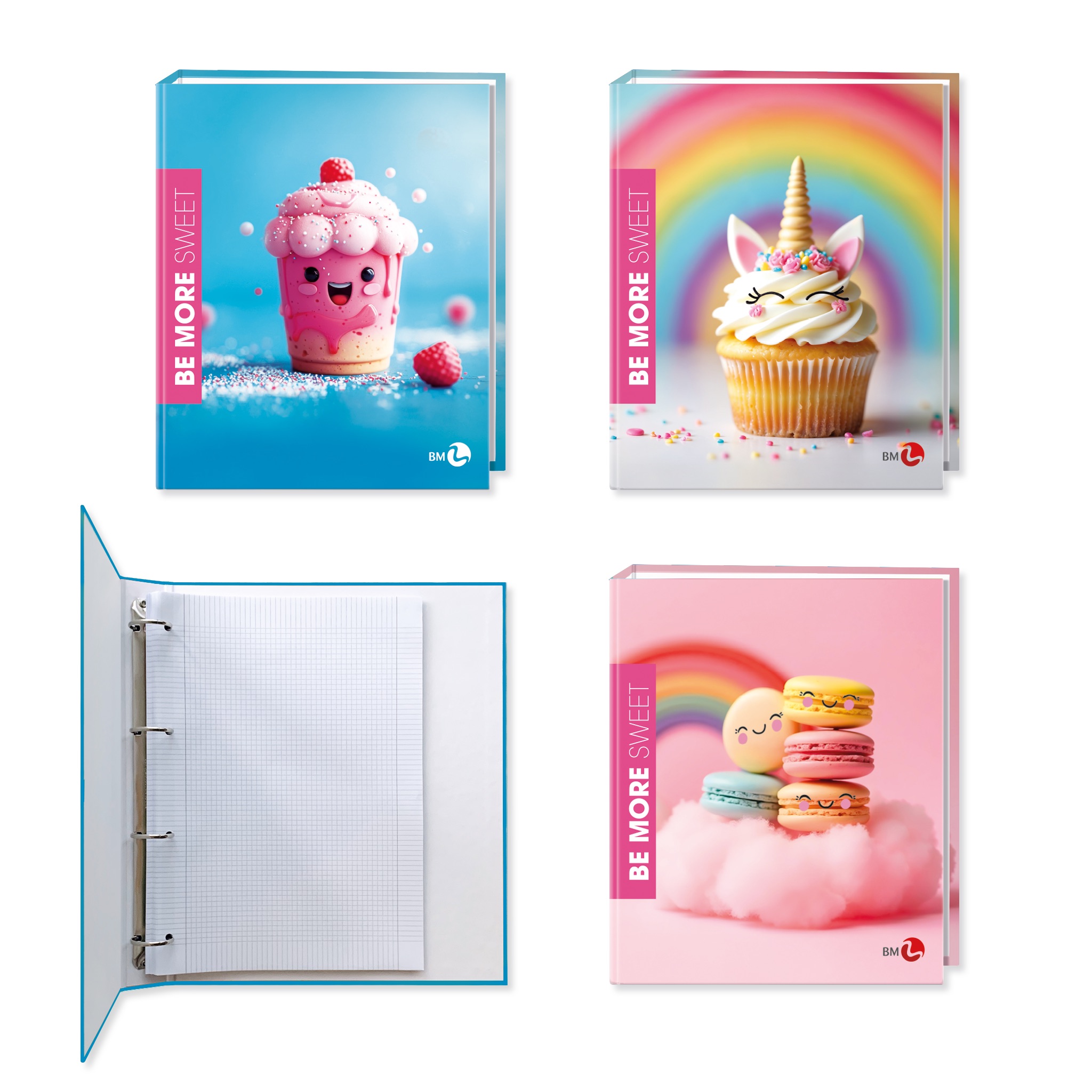 A4 colour ring binders BE MORE SWEET - 5 assorted pieces