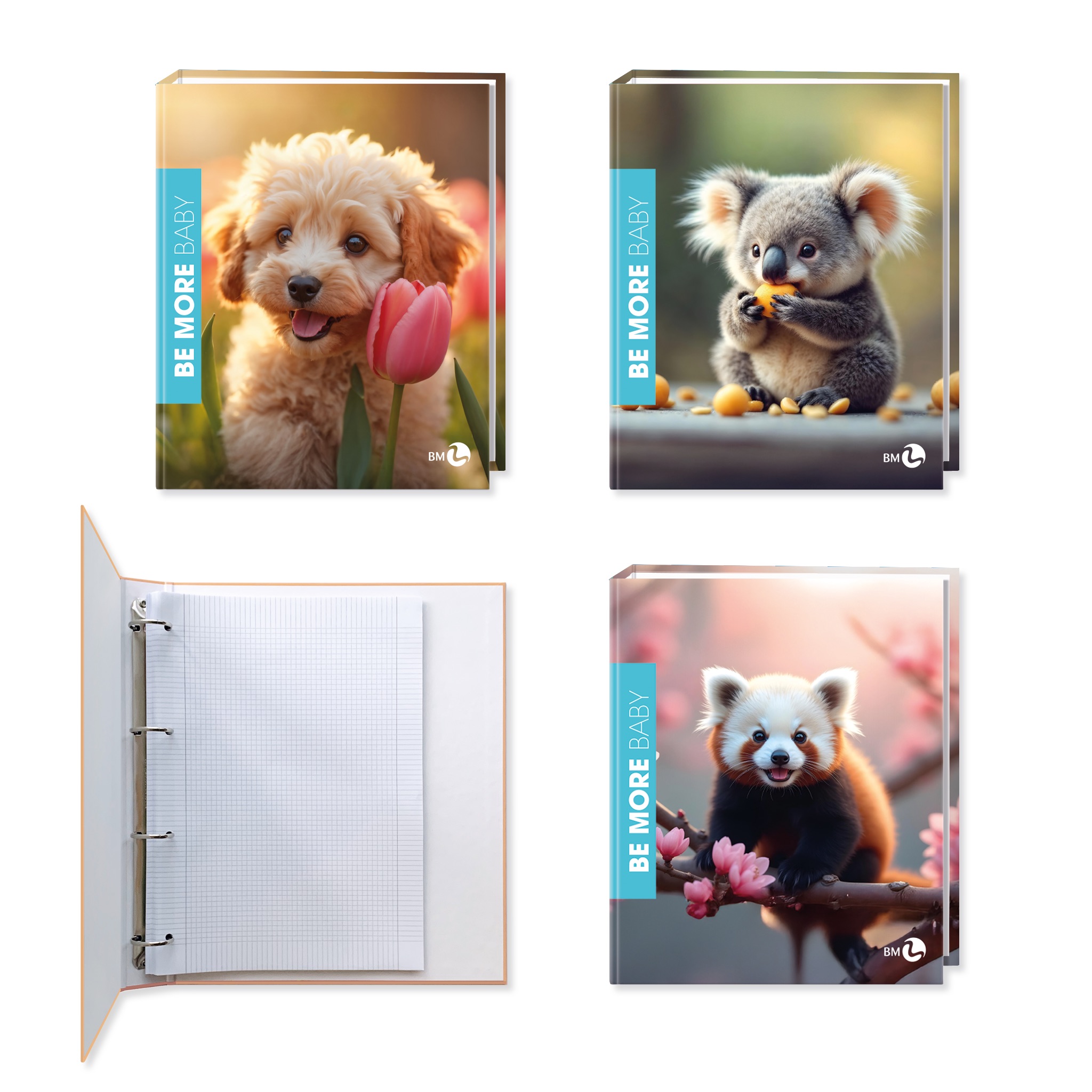 A4 colour ring binders BE MORE BABY - 5 assorted pieces
