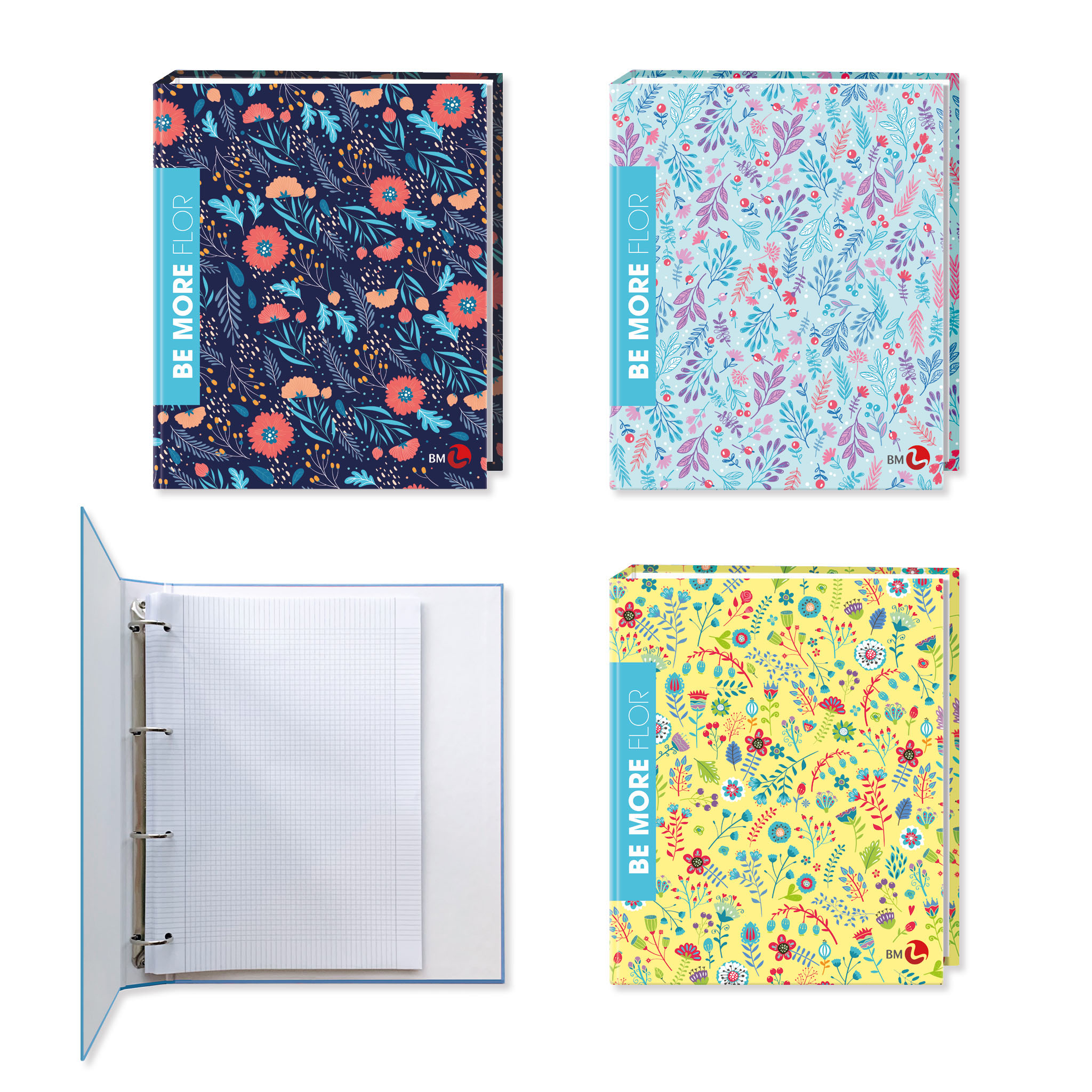 A4 ring binders BE MORE FLOR - 5 assorted pieces