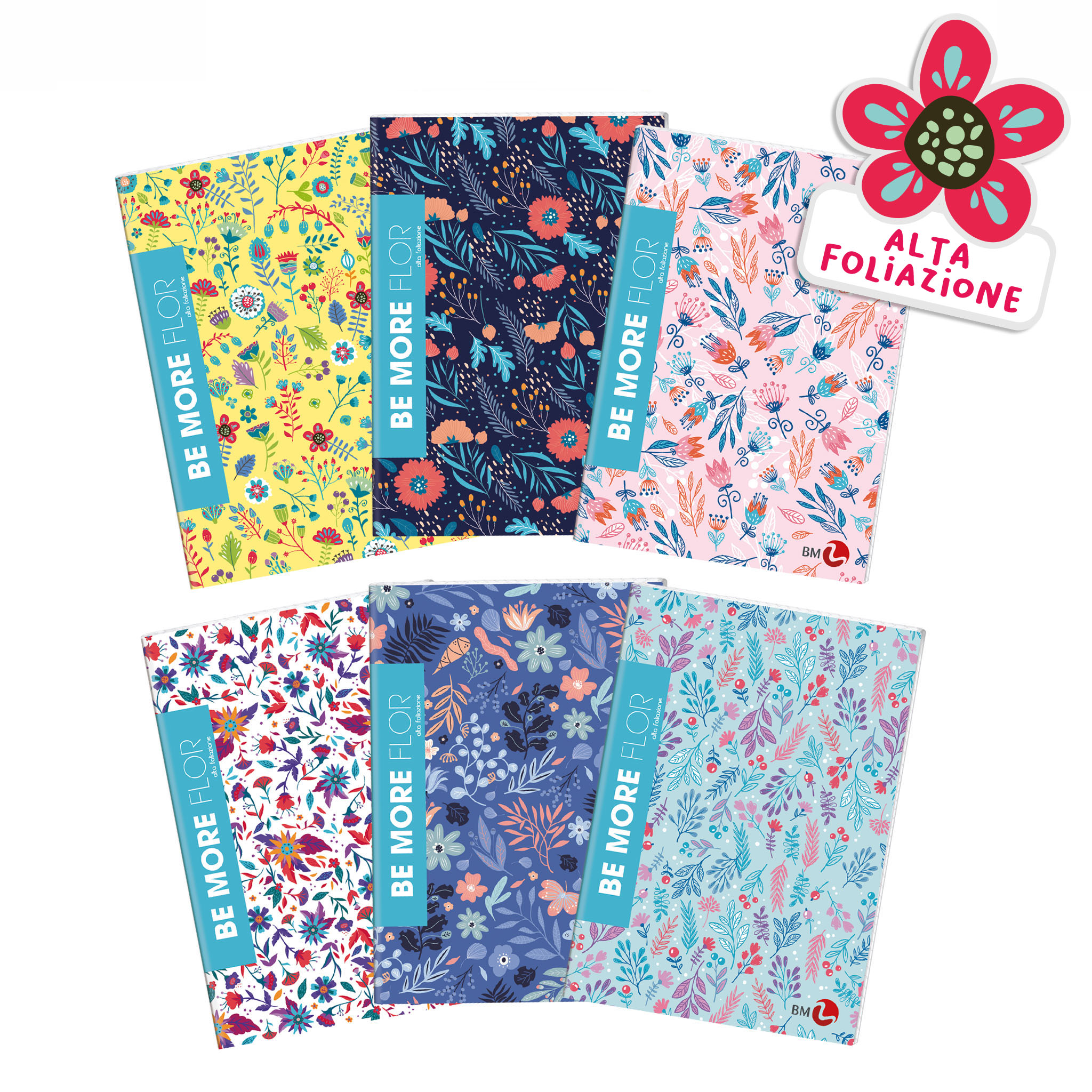 Maxi quaderni A4 BE MORE FLOR alta foliazione 100 gr- 10 pezzi assortiti outlet