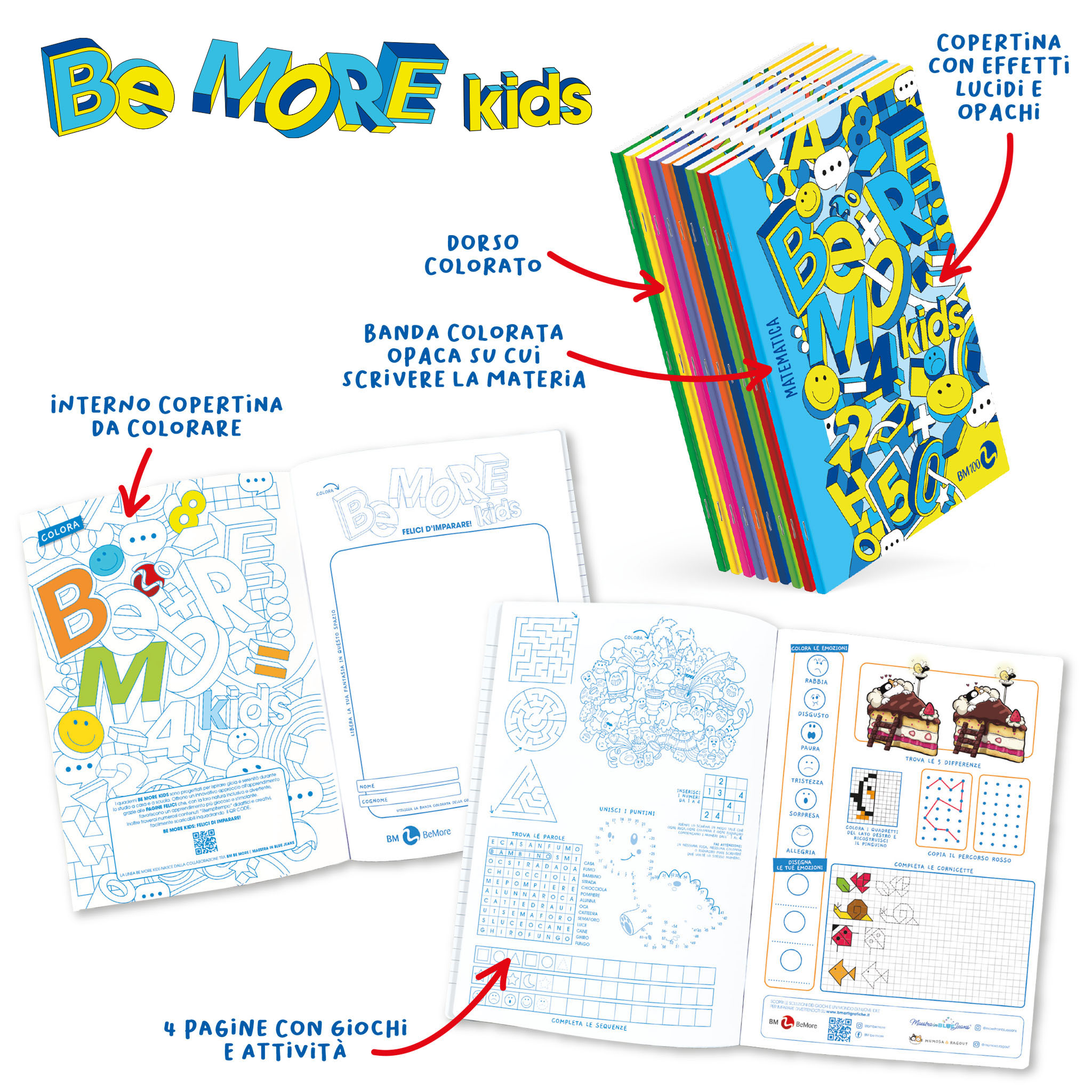 10 Be More Kids-100 gr A4 notebooks with 4 pages of games and activities