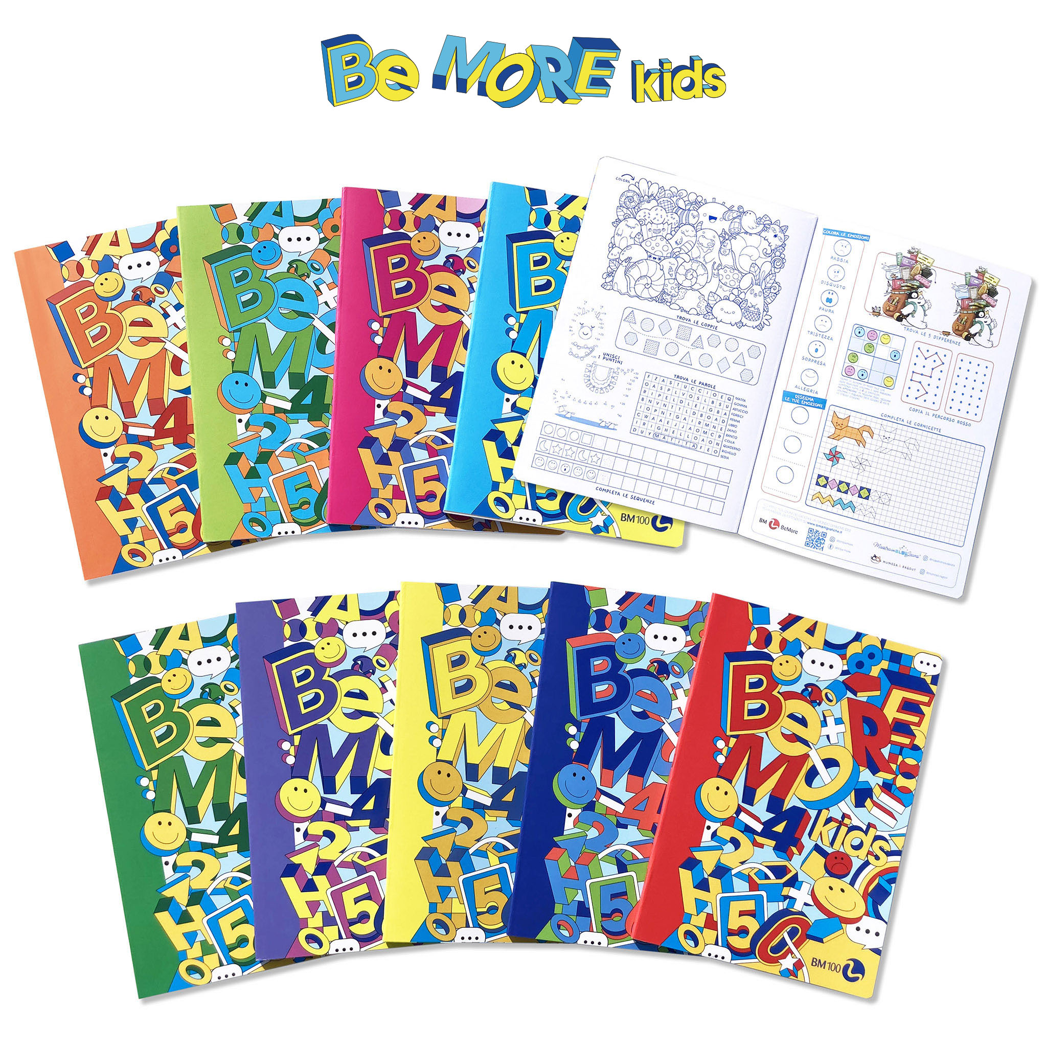 10 Be More Kids-100 gr A4 notebooks with 4 pages of games and activities