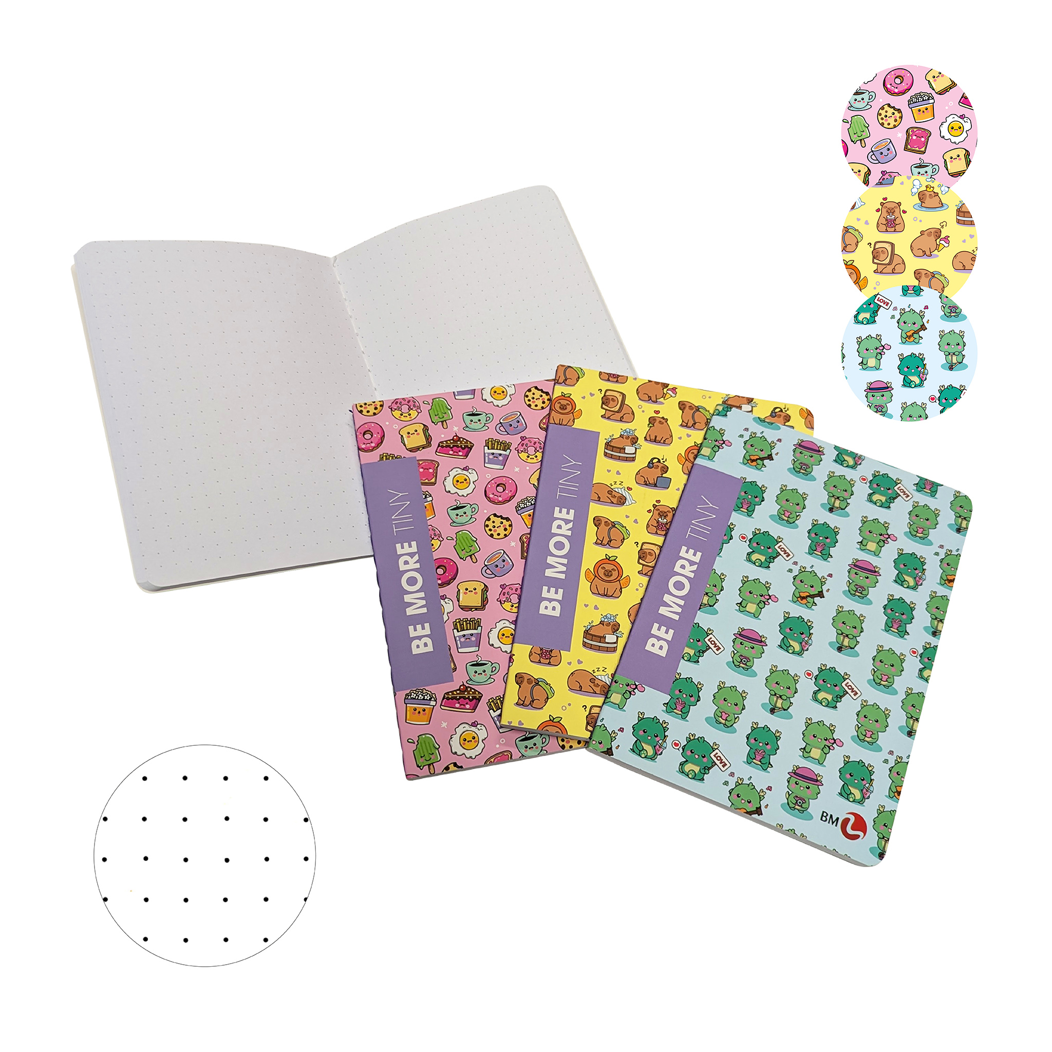 Mini A6 dotted Notebooks BE MORE Tiny - 3 ssorted pieces