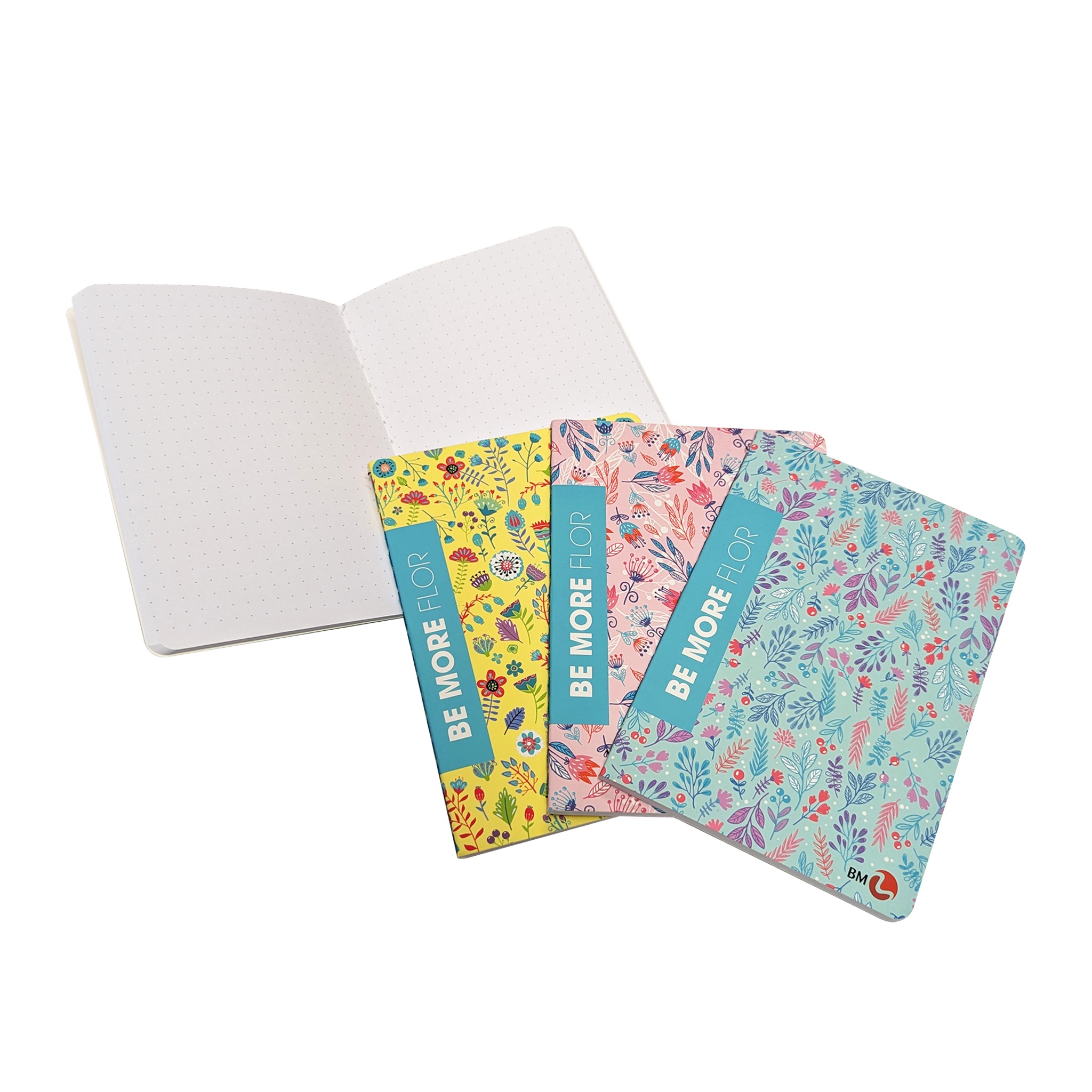 A6 Mini dotted Notebooks BE MORE Flor - 3 assorted pieces