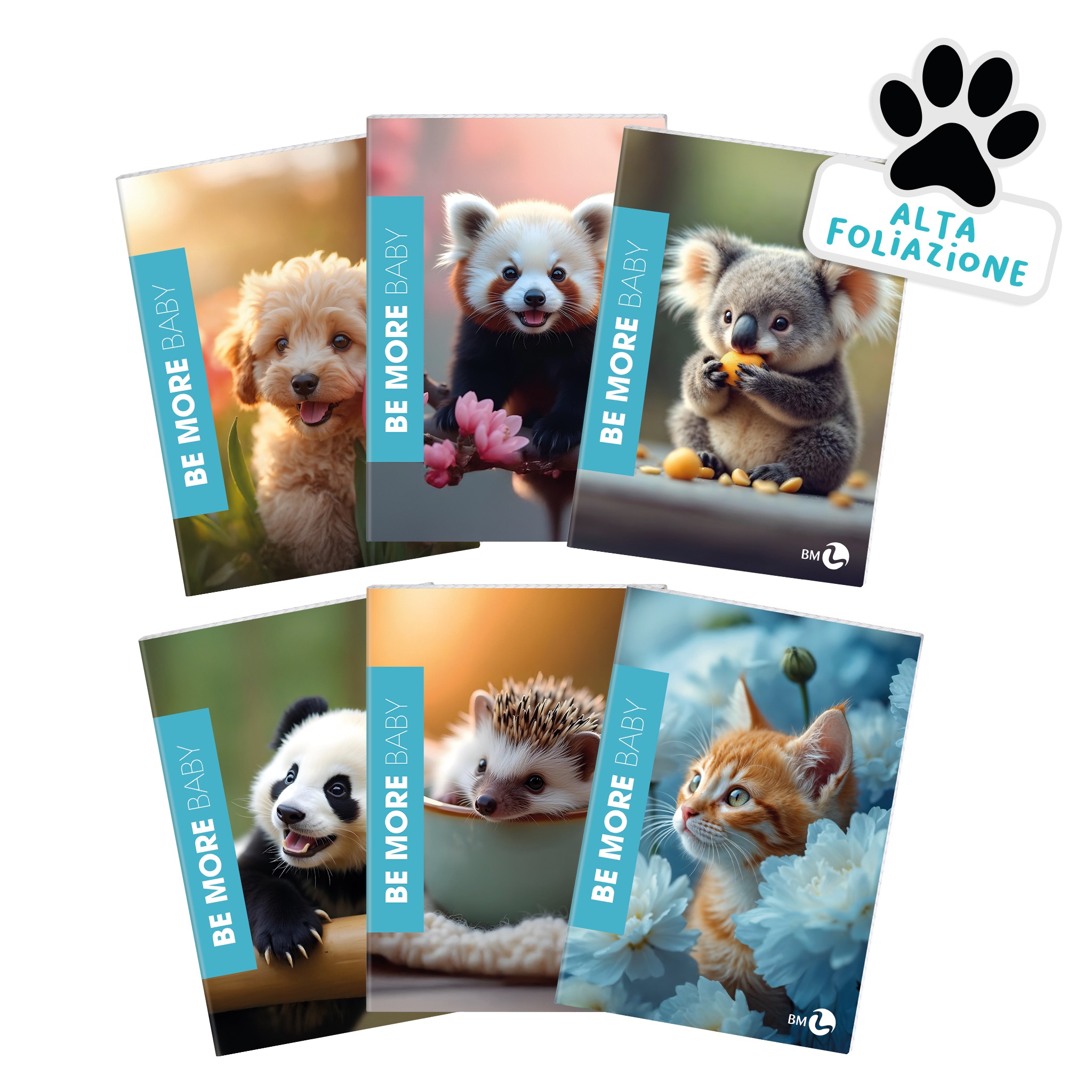 Maxi A4 notebooks +30% pages BE MORE BABY – 10 assorted pieces