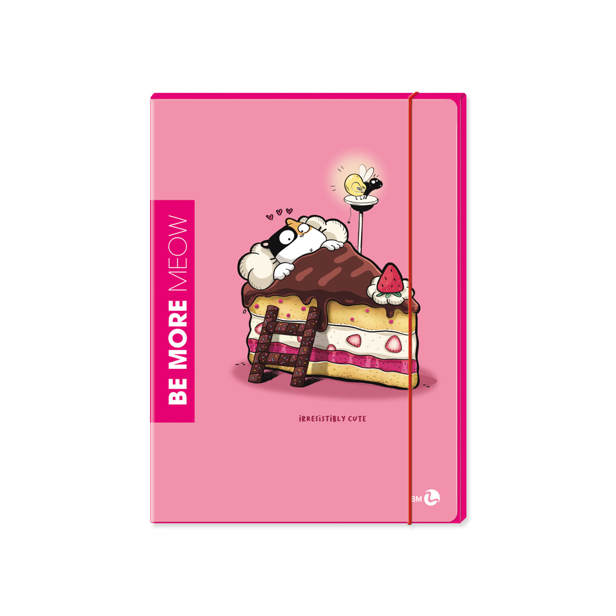 3 Flap folders s back 1cm with elastic BE MORE MEOW - 6 assorted pieces