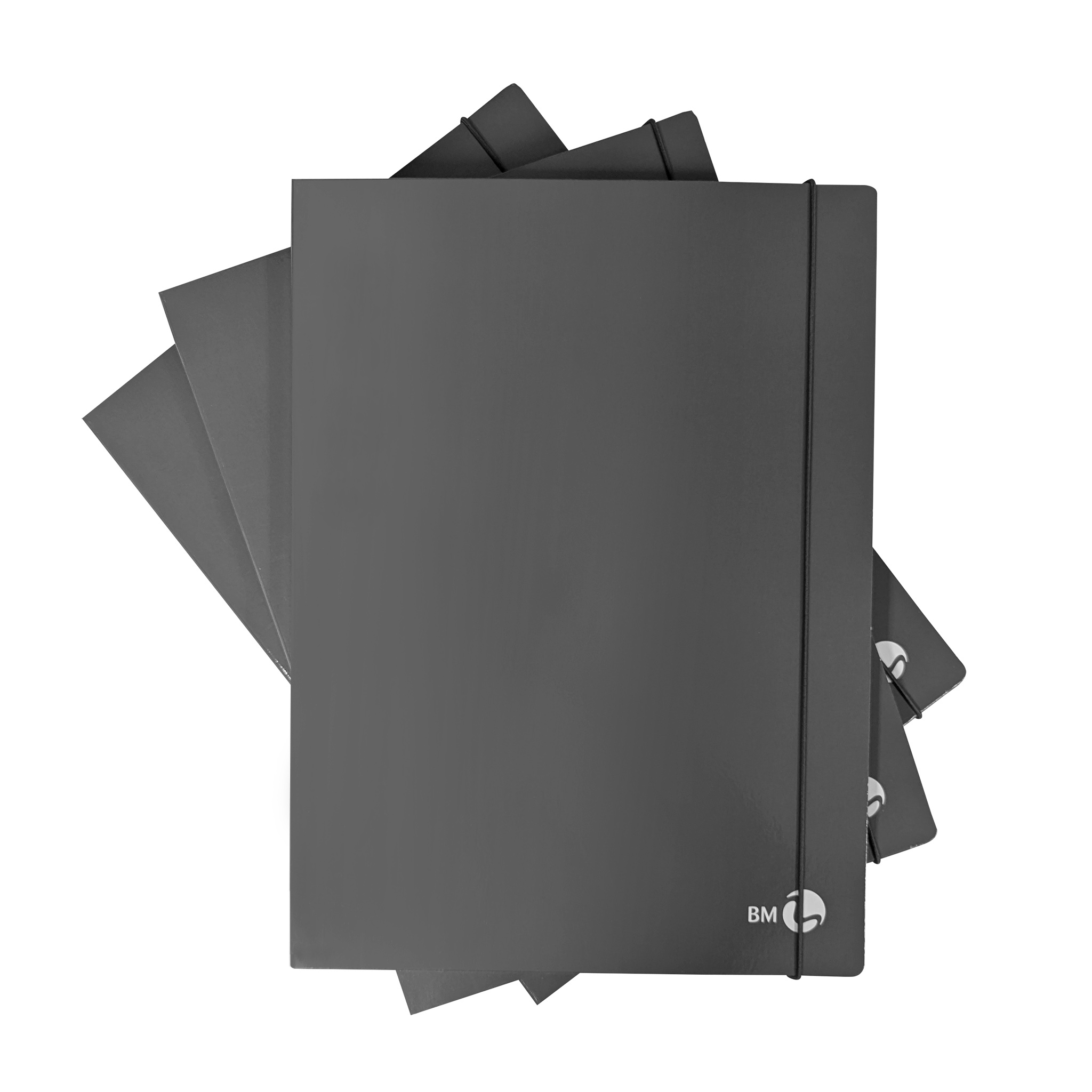 3 Flap folders with elastic back 1 cm, dark gray - 1 piece