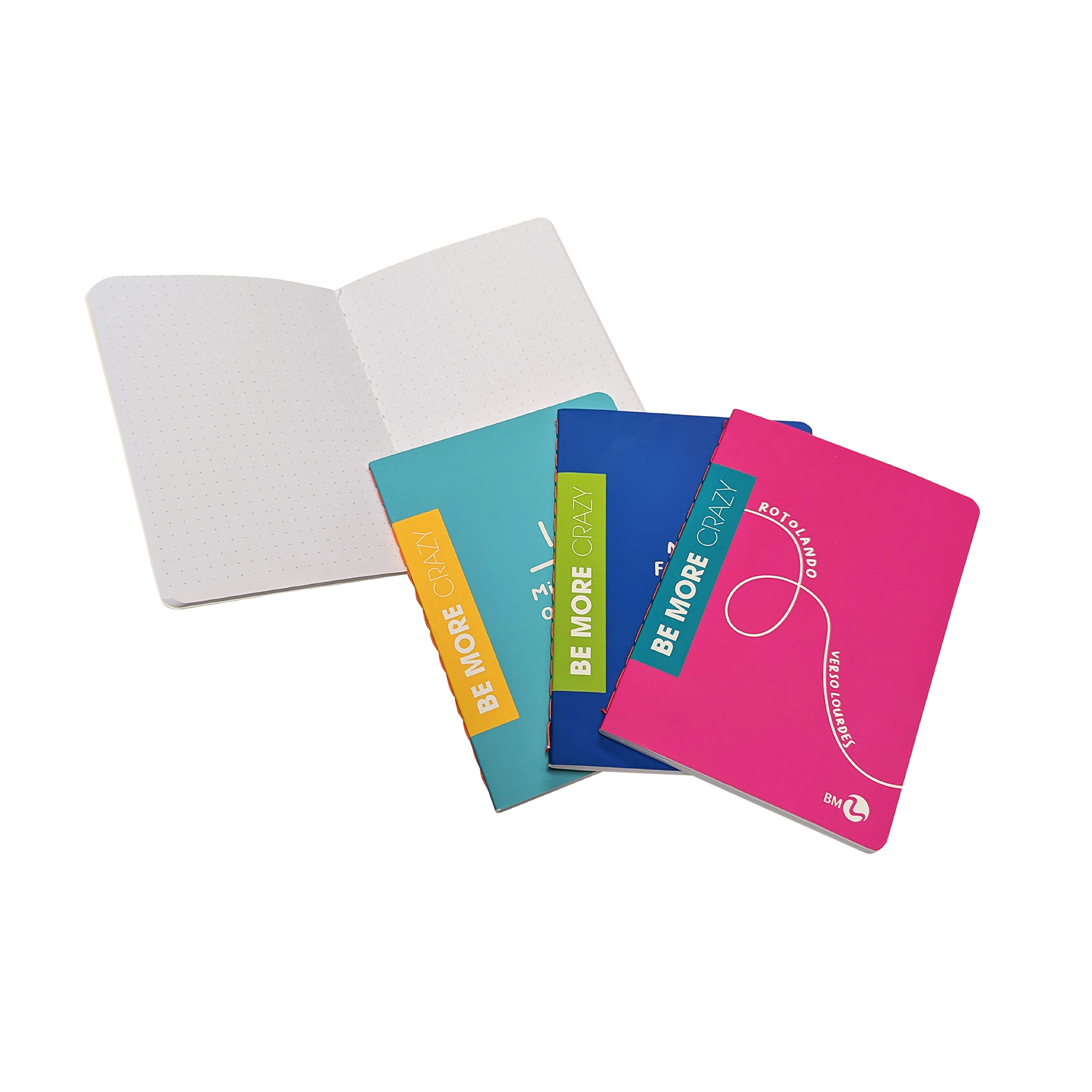 A6 Mini dotted Notebooks BE MORE CRAZY - 3 assorted pieces