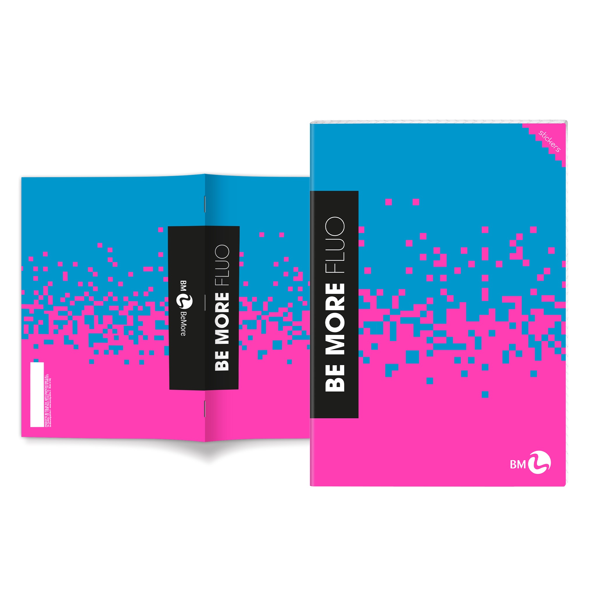 Maxi A4 notebooks with stickers +30% pages BE MORE FLUO – 10 assorted pieces